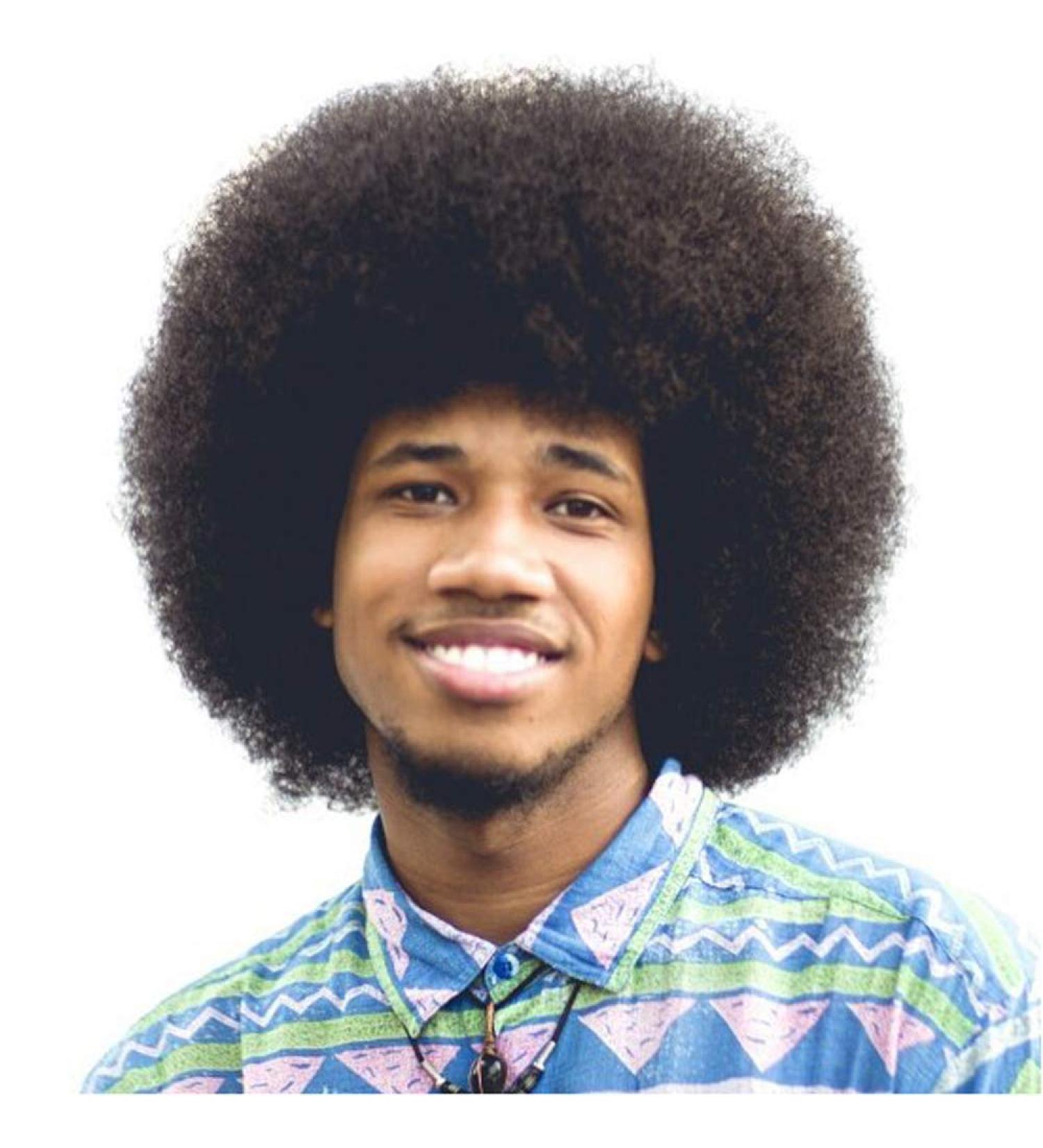 Becus 100% Real Hair Kinky Curly Wig for Men - Afro 70's Cosplay & Party Wig in Natural Black (#1B) - Fluffy Curly Style - Buy Online on GoSupps.com