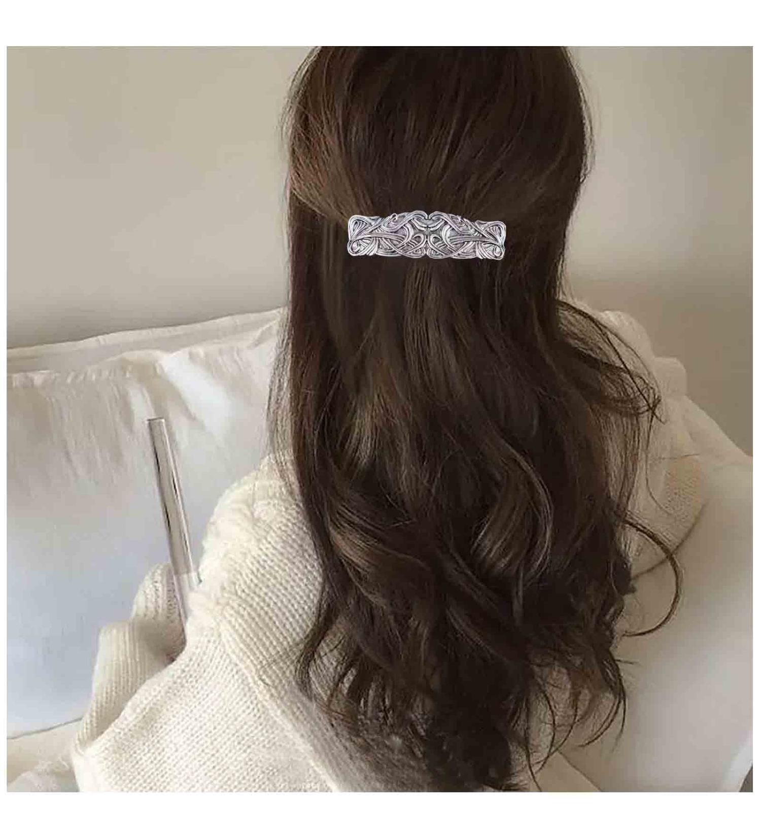 Yheakne Vintage Geometric Hair Clip Silver Hammered Bar Hair Clip Barrette Metal Rectangle Bar Headclip Textured Bar Hair Barrette Clip Decorative Headwear Hair Accessories for Women and Girls(Silver) - Buy Online on GoSupps.com