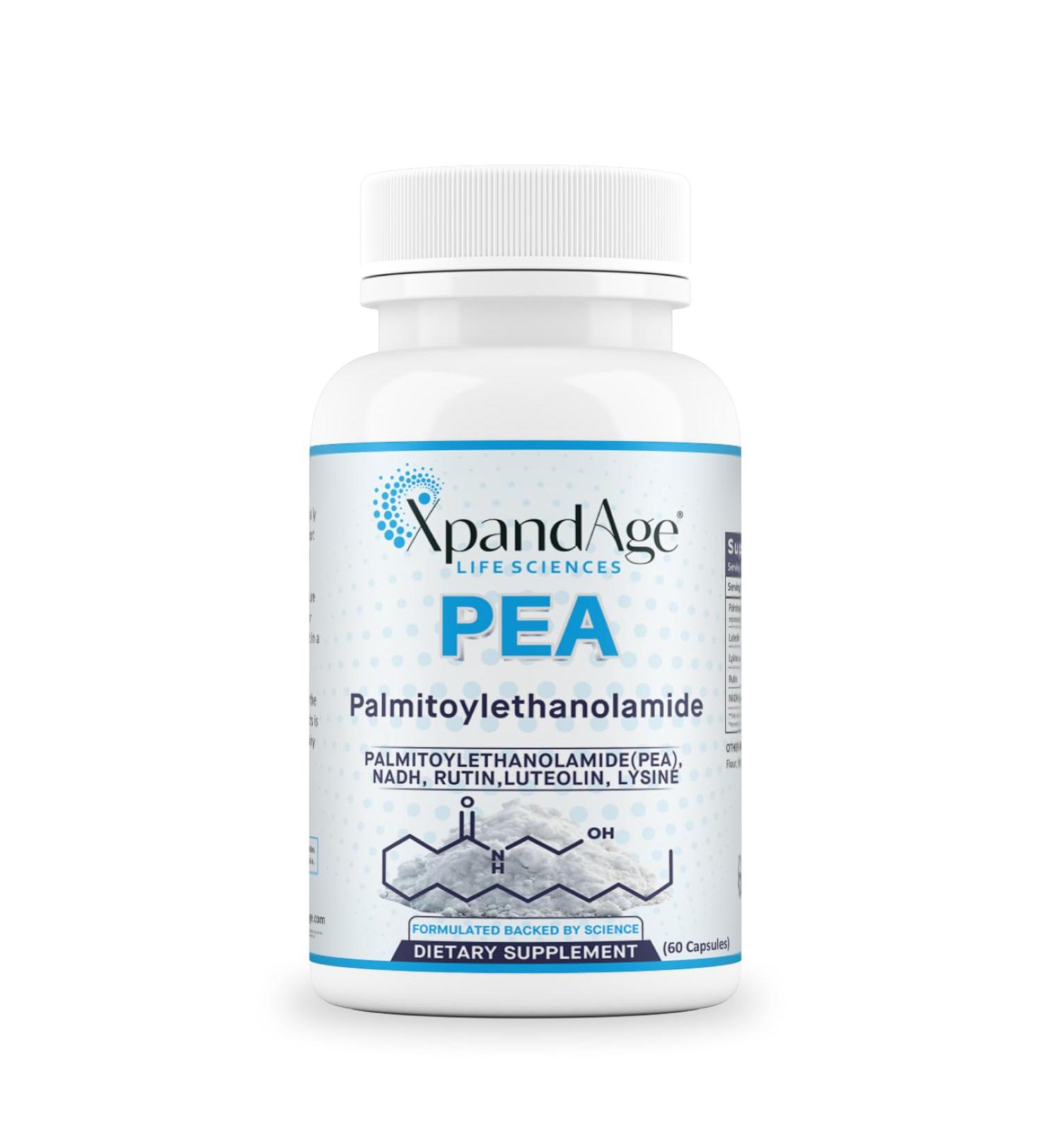 XpandAge Life Sciences Palmitoylethanolamide(micronized Pea) with Luteolin Nadh Rutin and Lysine for Immunity Nervous* System* Support and Overall Wellness.60 Vegetable Capsules Made in USA. - Buy Online on GoSupps.com