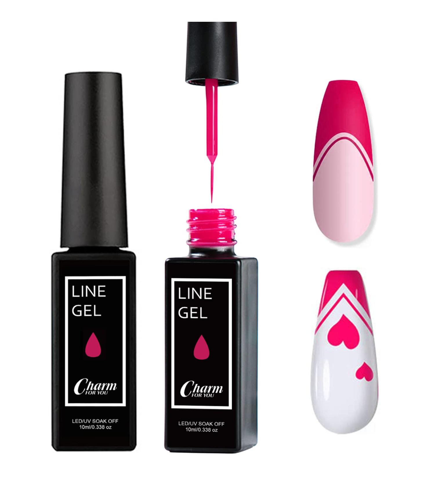 Gel Nail Polish Liner 10ml - Thin Brush for French Manicure & Nail Art | Soak Off UV/LED Paint for Swirl Nails | DIY Home Salon (Pink) - Buy Online on GoSupps.com