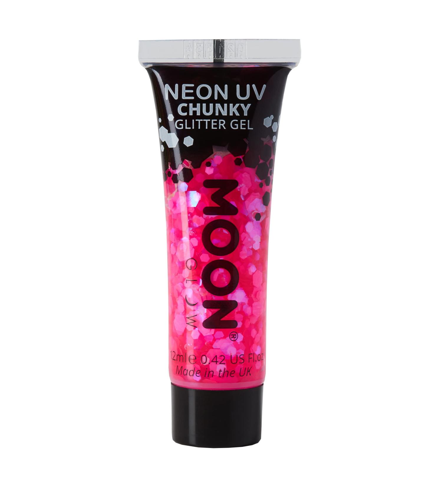 Moon Glow Neon UV Magenta Chunky Glitter Gel - 12ml | Face & Body Glitter - Buy Online on GoSupps.com
