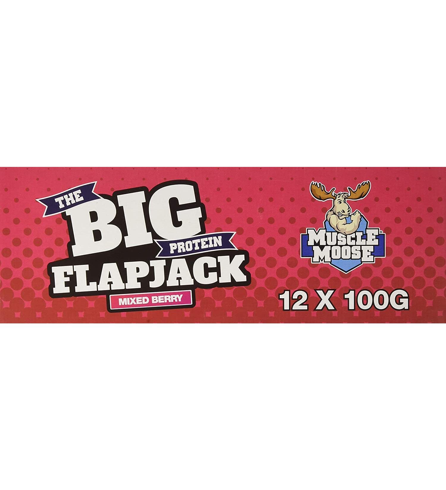 The BIG Protein Flapjack 100g // 15g Protein // Mixed Berry Flavour // 12 x 100g Flapjack MM-12