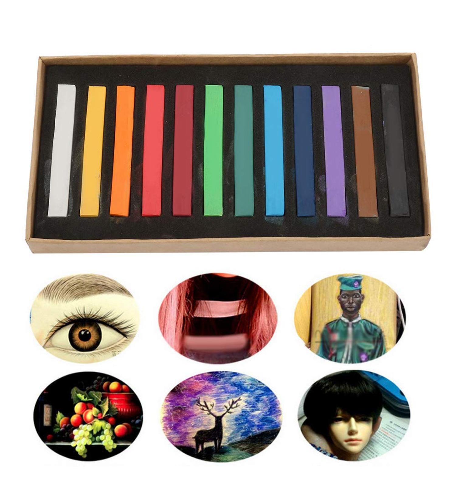 Restokki Hair Dyeing Chalk Hair Chalk Comb Non-Toxic Washable Hair Dye Crayon Salon Set Disposable Hair Dye Stick Suitable For Girls Children And Adolescents (12Colors) - Buy Online on GoSupps.com