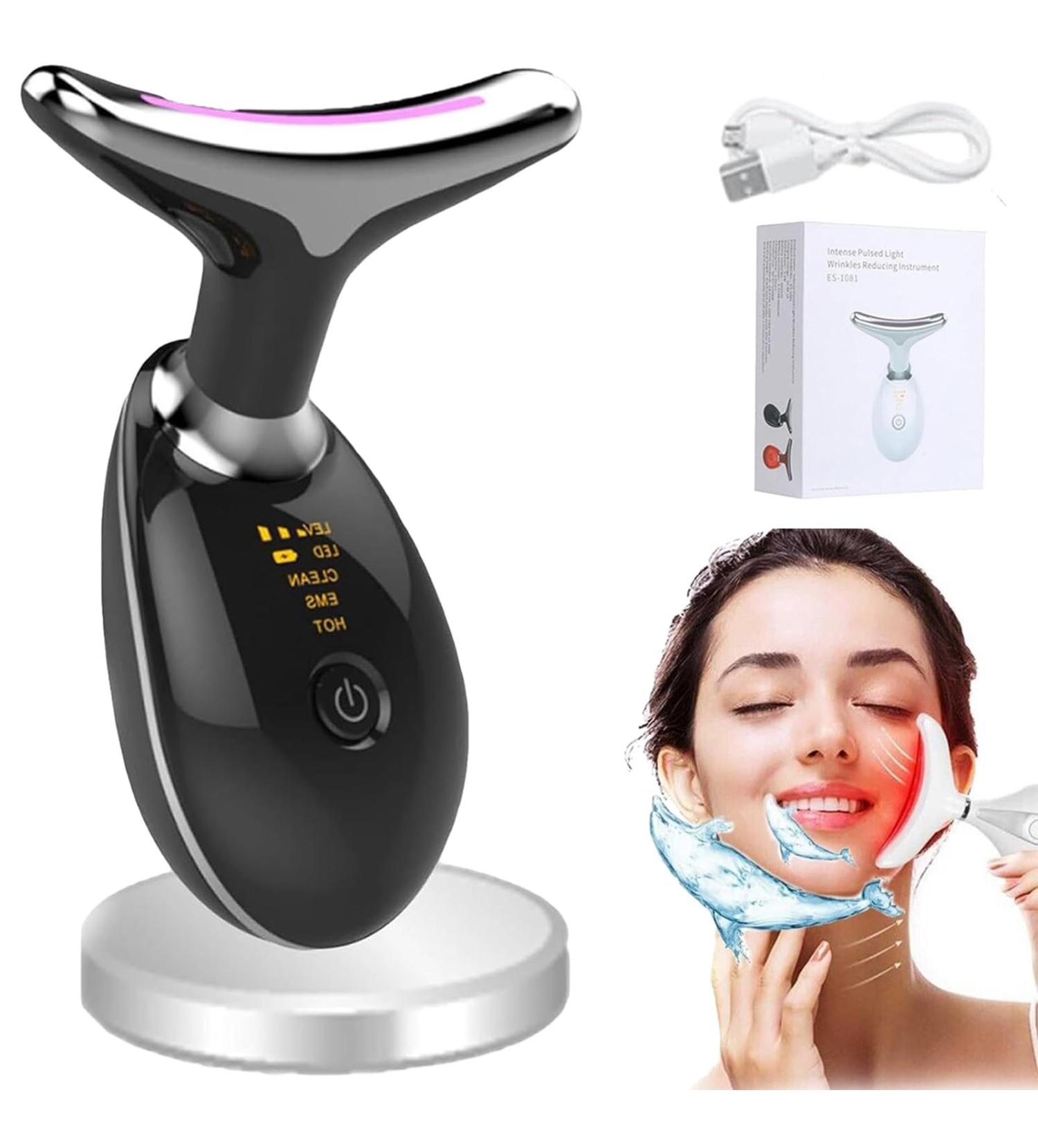 Nadove Micro-Glow Facial 10 in 1 Nadove Micro Glow Face Sculptor Nadove Microglow Facial Firm Skin 7 Color Face and Neck Care Micro Glow Facial Lift Firm The Jaw Neck and Chin (Black) - Buy Online on GoSupps.com
