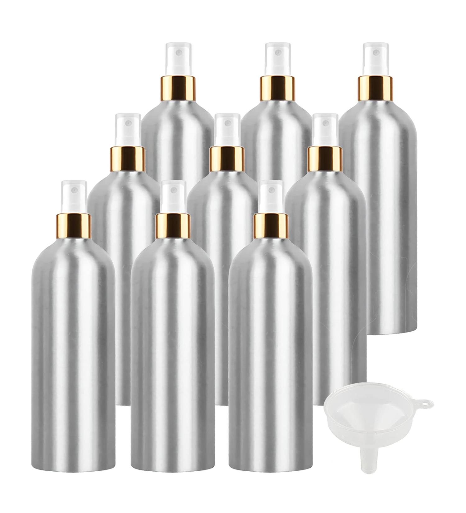 TIANZD 12 Pcs 500ml Empty Silver Aluminium Fine Mist Spray Bottle with White/Gold Metal Spray Head Refillable Travel Alu Bottles for Body Sprays Room Fragrances Perfumes Hair Garden Funnel Gold 500ml - Buy Online on GoSupps.com