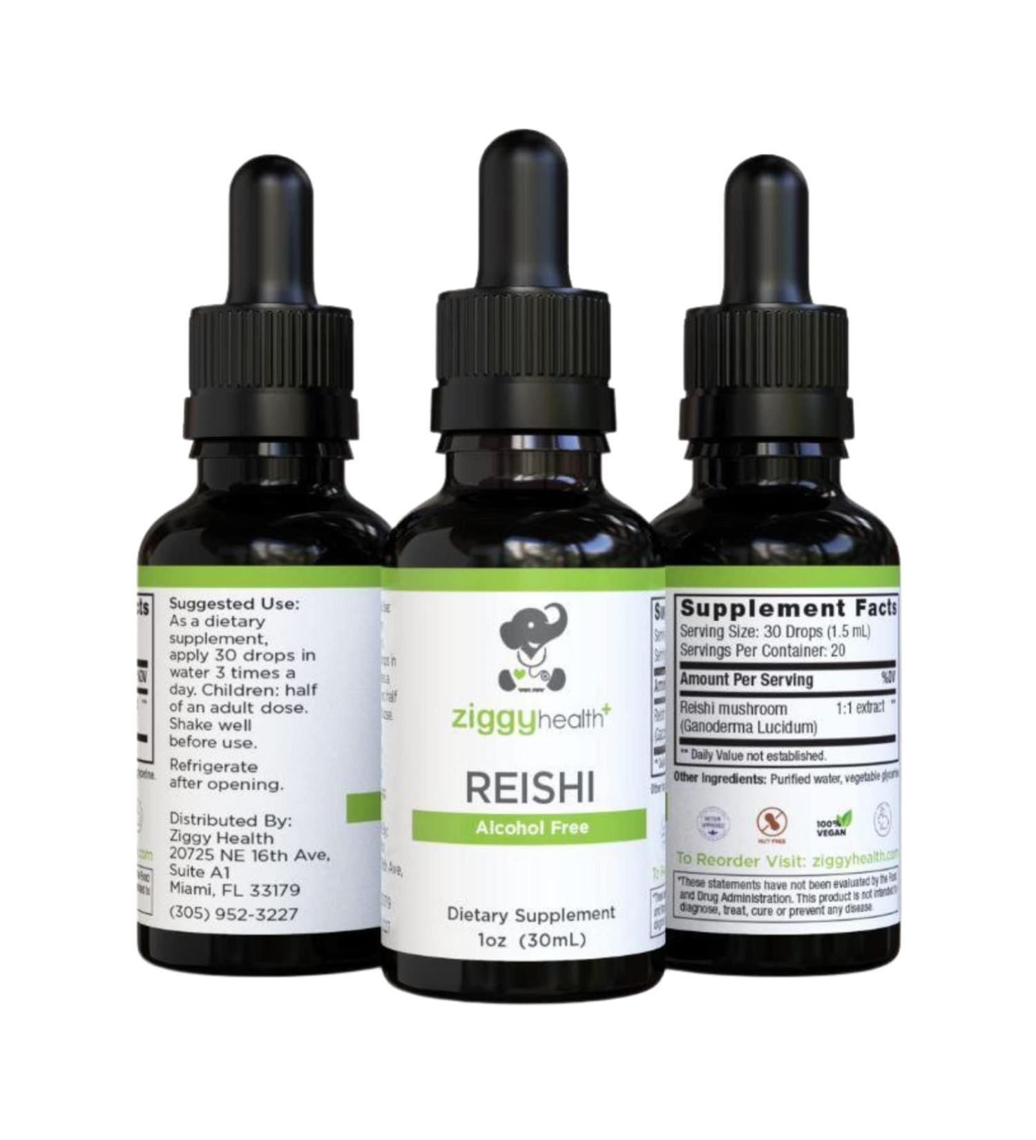 Reishi Mushroom Extract - Liquid Tincture - Supplement for Immunity Defense & Brain Support Support Healthy Liver Function Energy Booster & Sleep Better 1oz by Ziggy Health - Buy Online on GoSupps.com