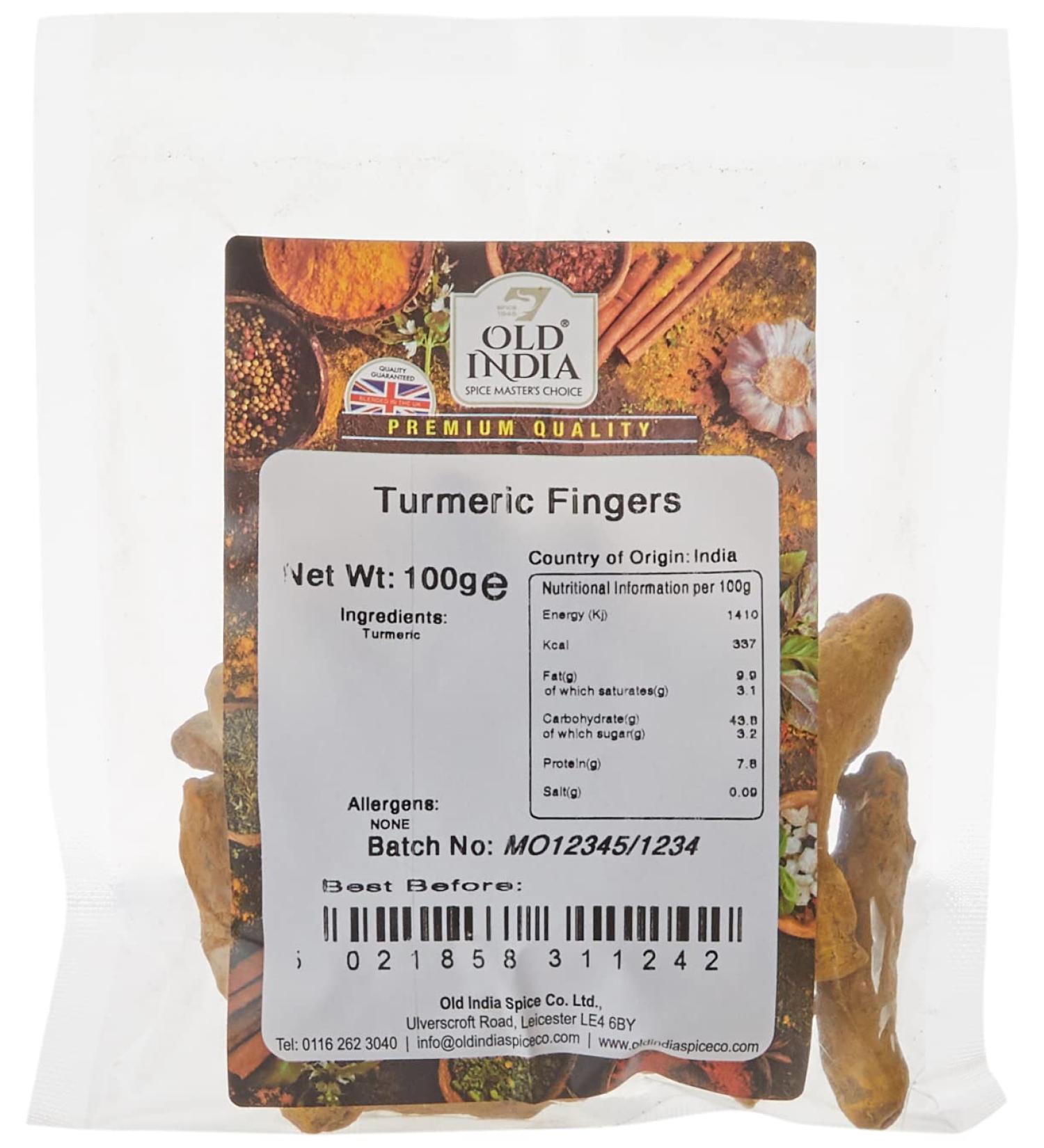Old India Turmeric Fingers 100g - Premium Quality Turmeric - 1 Pack - Buy Online on GoSupps.com