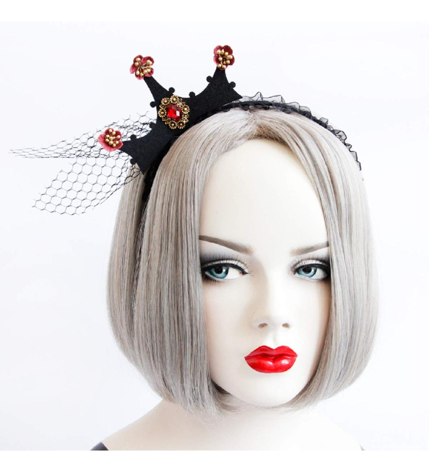 Baroque Lace Veil Halloween Headband for Women & Girls - Queen Costume Accessory - Buy Online on GoSupps.com