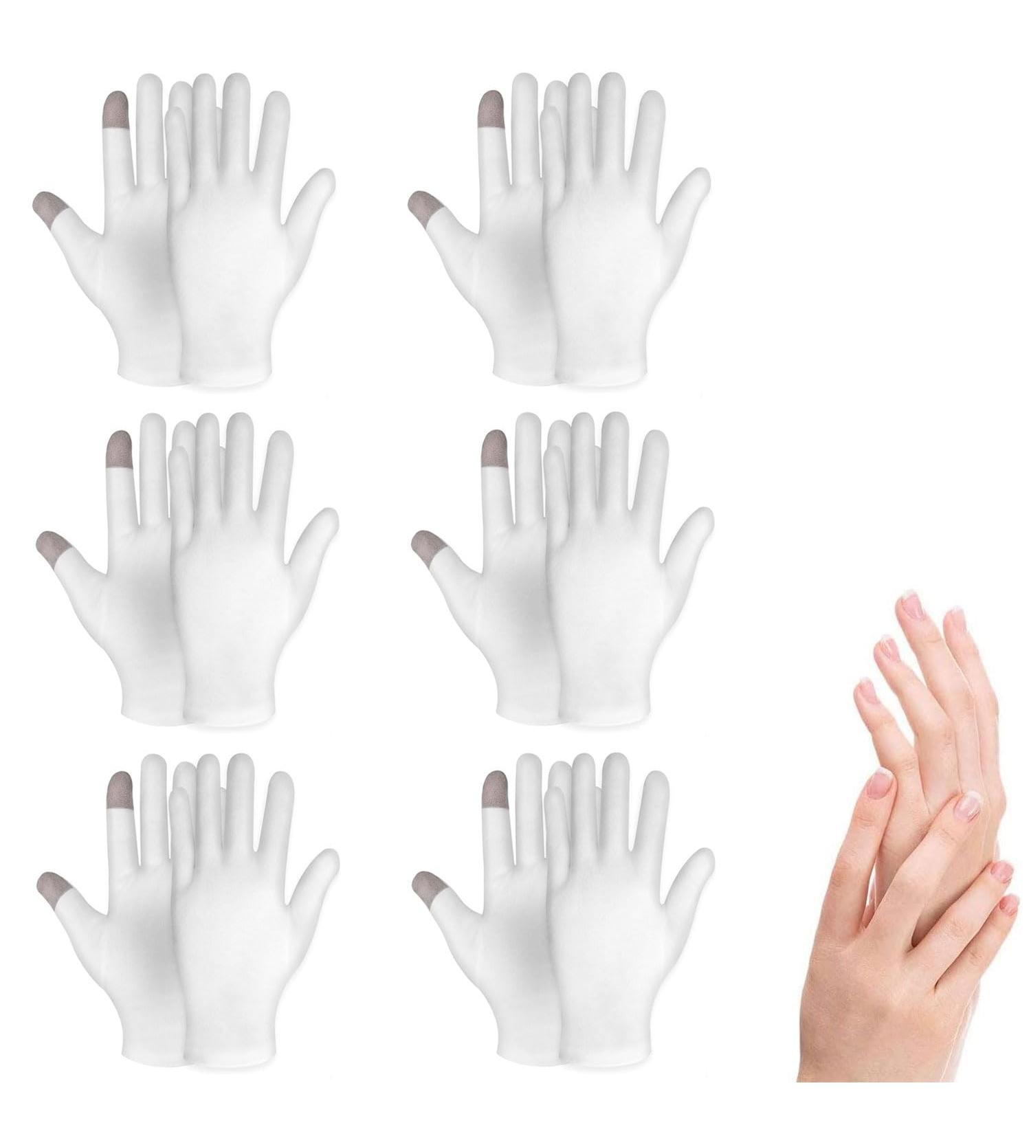 6 Pairs Moisturizing Gloves with Touch Screen Function | Premium White Cotton for Overnight Moisture Therapy | Ideal for Eczema, Sensitive Skin | One Size Fits Most - Buy Online on GoSupps.com