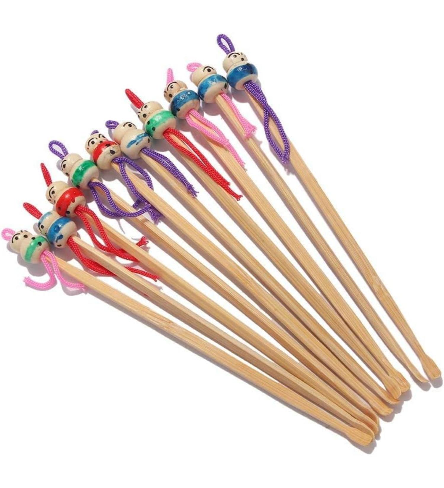 Bamboo Ear Cleaner - JJLFresheners 10pcs Cute Doll Ear Picks for Men & Women | Effective Ear Wax Remover & Health Care Tool - Buy Online on GoSupps.com