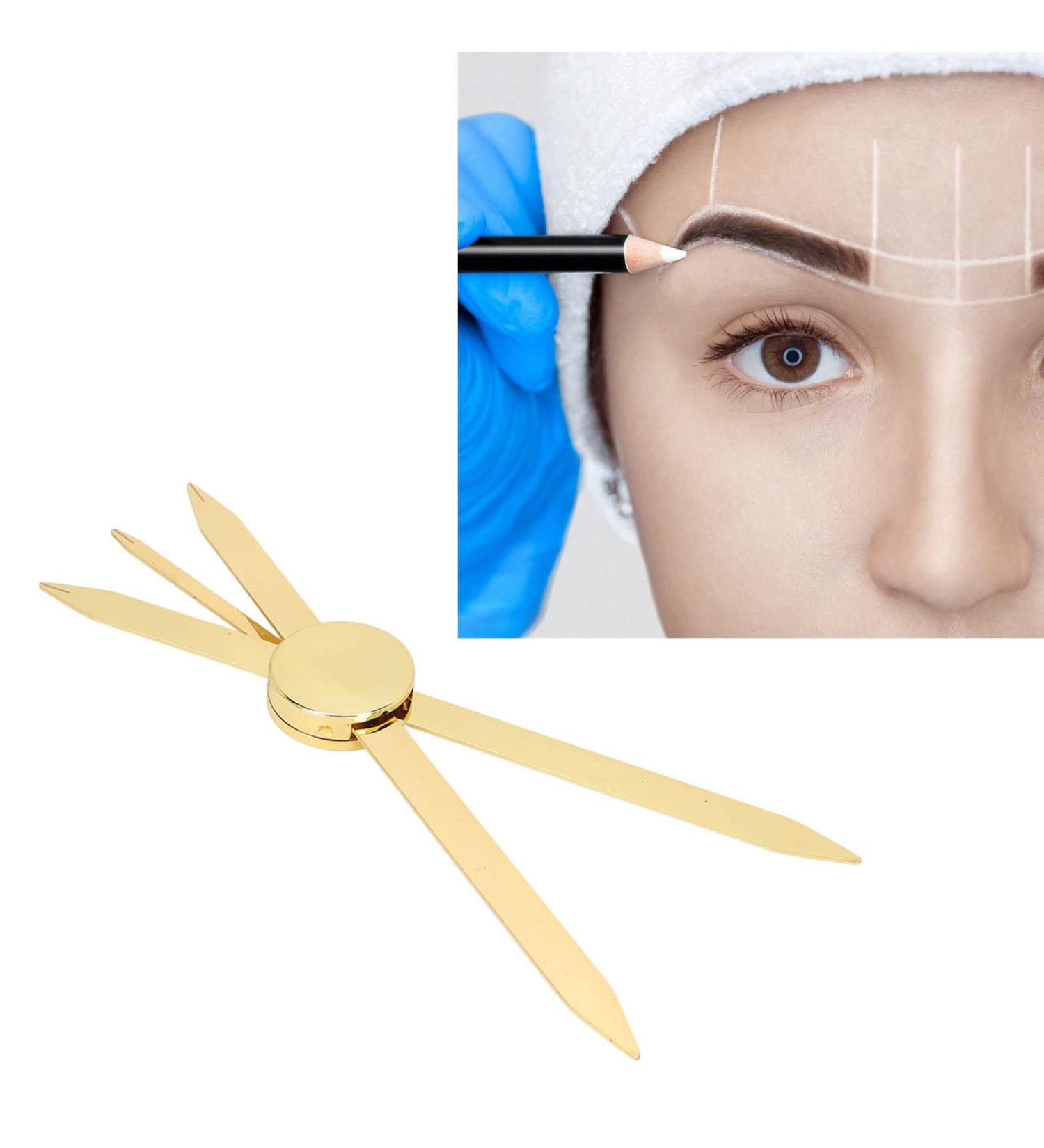 Compass Eyebrow Ruler Adjustable Compass Brow Mapping Ruler Stainless Steel Brow Measuring Tool with Accurate Positioning for Eyebrows - Buy Online on GoSupps.com