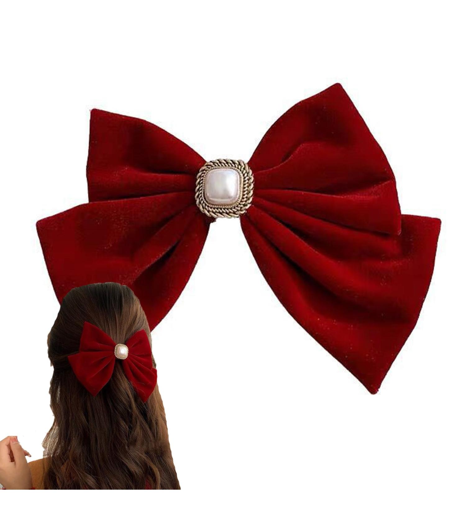 Velvet Bow Hair Clip Red Hair Bow Christmas Hair Bows French Hair Bows Comfortable Wear & Soft Hair Bows for Women & Girls Red Velvet Hair Bow Hair Bow Large Hair Bow (Red) - Buy Online on GoSupps.com