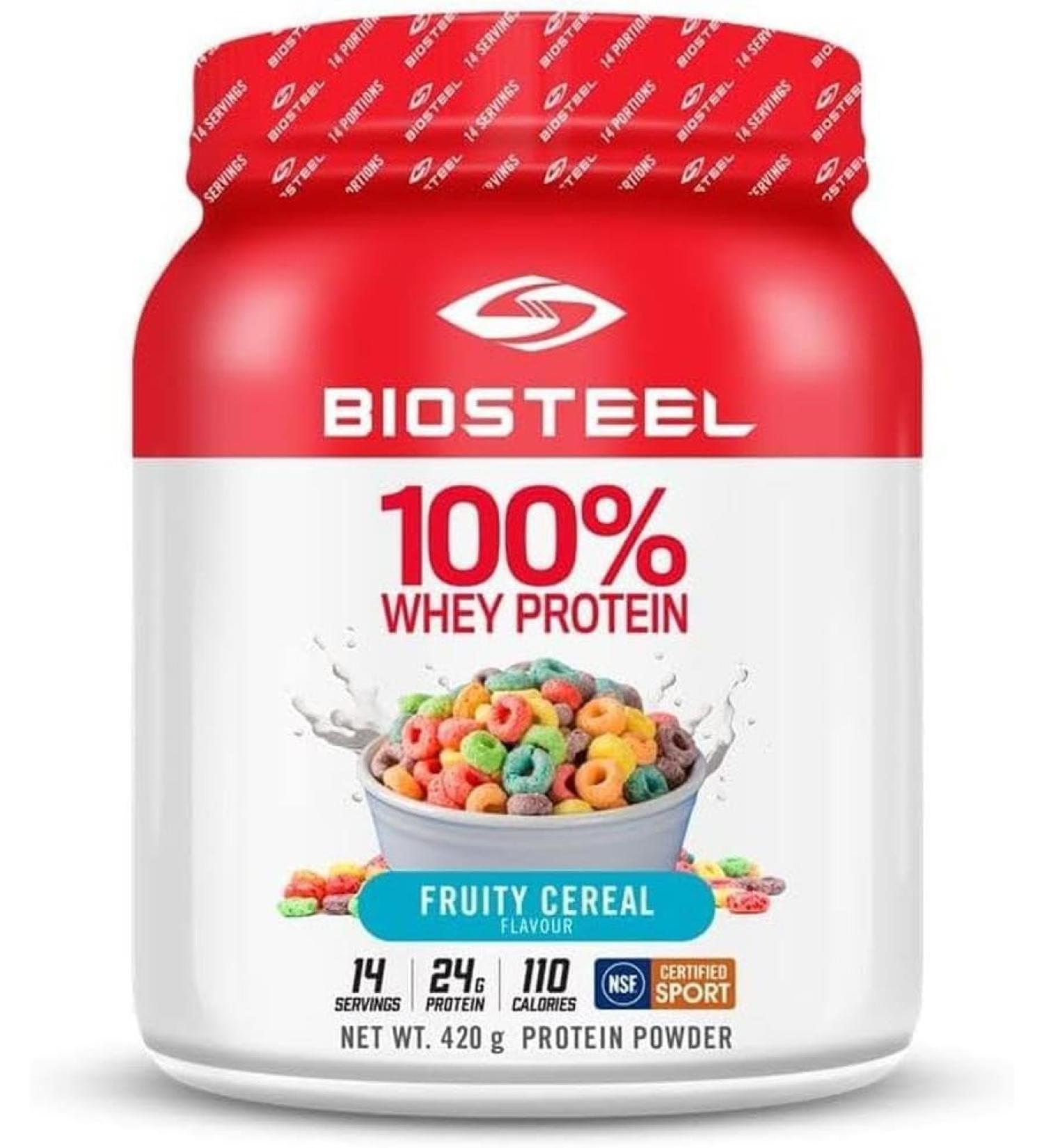 BIOSTEEL Sports 100% Whey Protein Powder rBGH Hormone Free and Non-GMO Post Workout Formula Fruity Cereal Flavor 14 Servings