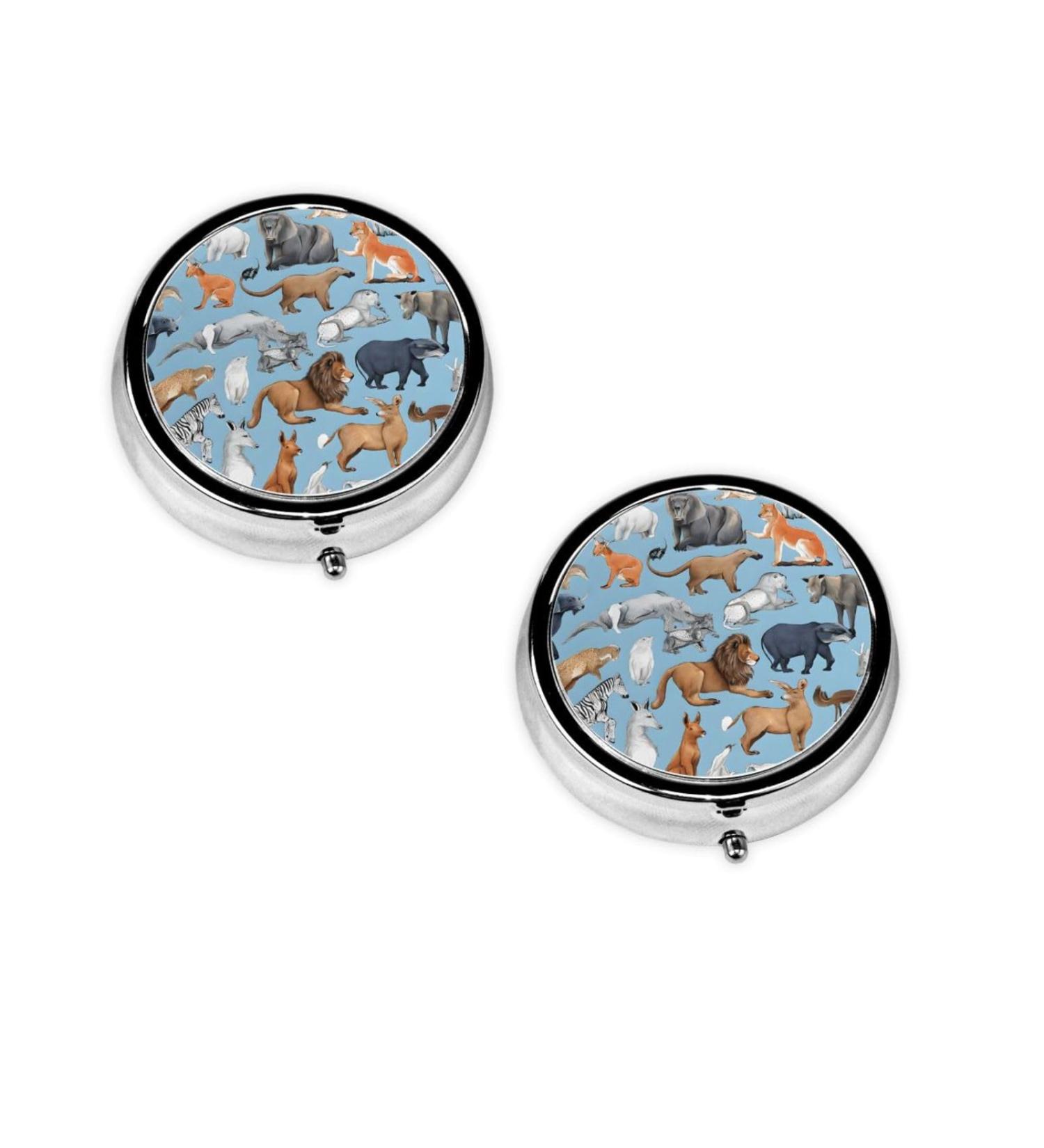 Farm Animal Round Pill Box - 3 Compartment Portable Travel Medicine Organizer | Decorative Mini Purse Holder for Tablets & Vitamins - Buy Online on GoSupps.com