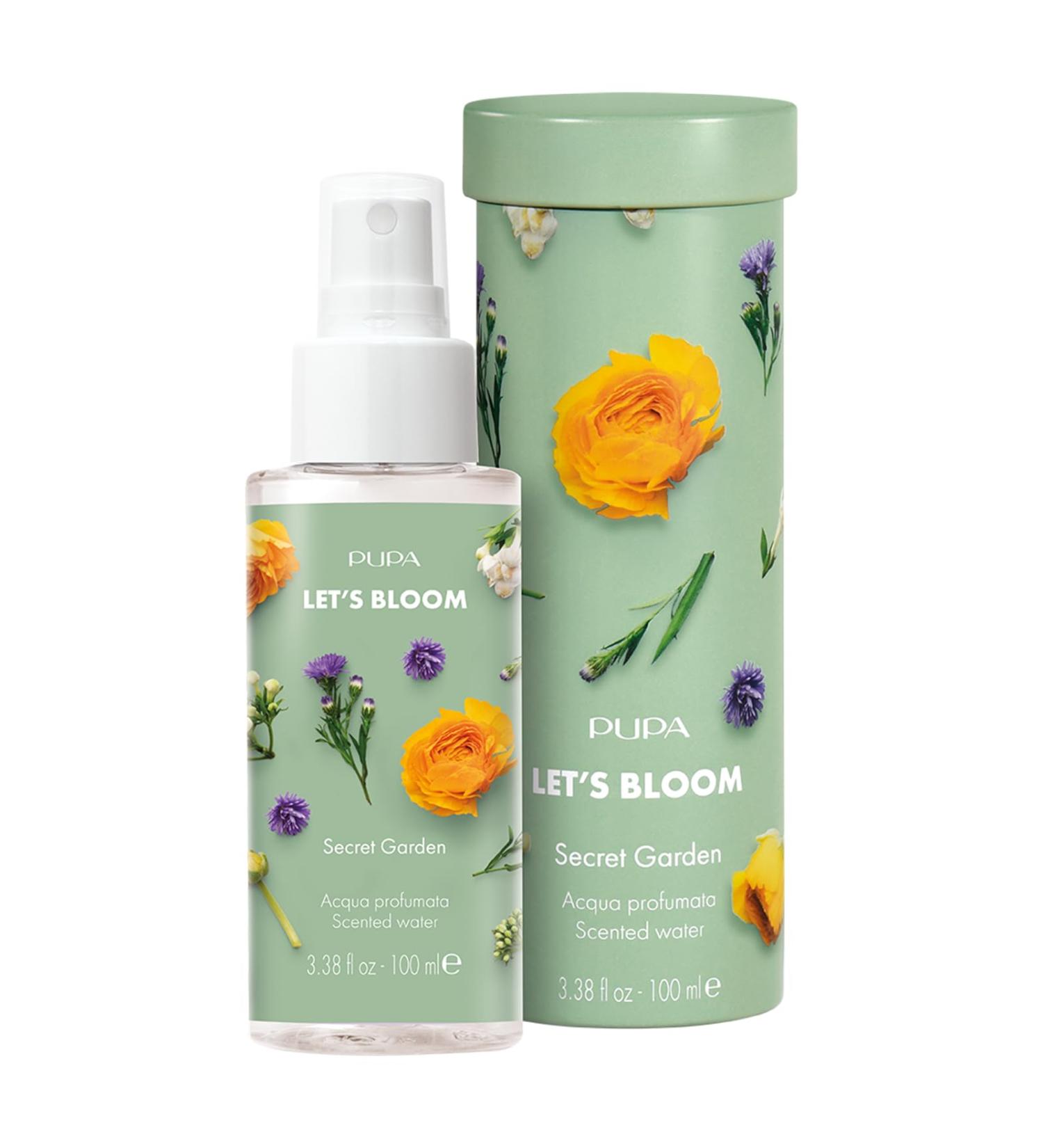 Pupa Milano Let's Bloom Scented Water Secret Garden 3.38 oz - Body Mist - Body Spray for Women - Long-Lasting Perfume - Floral Fragrance - Skin Care