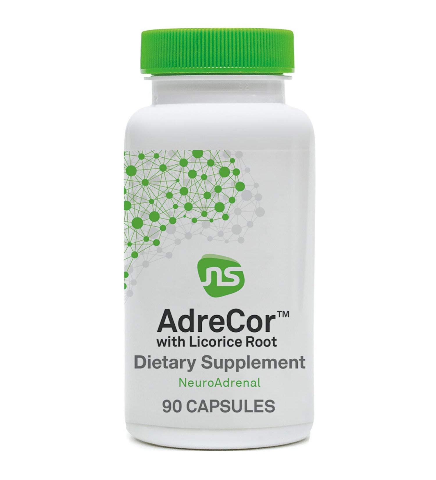 NeuroScience AdreCor with Licorice Root - Adrenal Support Supplement | Energy & Stress Response Formula with Vitamin B6, Vitamin C, Rhodiola Rosea - 90 Capsules - Buy Online on GoSupps.com