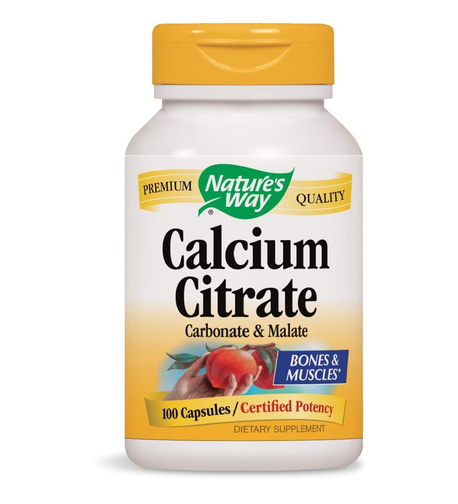 Natures Way Calcium Citrate Carbonate and Malate 1000 Per Serving 100 Capsules. Pack of 2 bottles