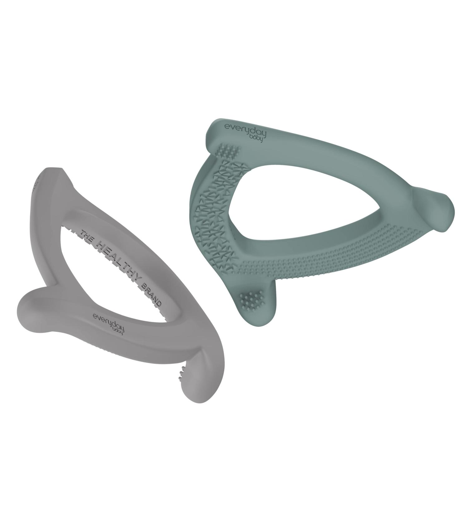Everydaybaby Silicone Teething Ring Twin Pack | Calm Grey & Harmony Green | Safe & Durable for Infants - Buy Online on GoSupps.com