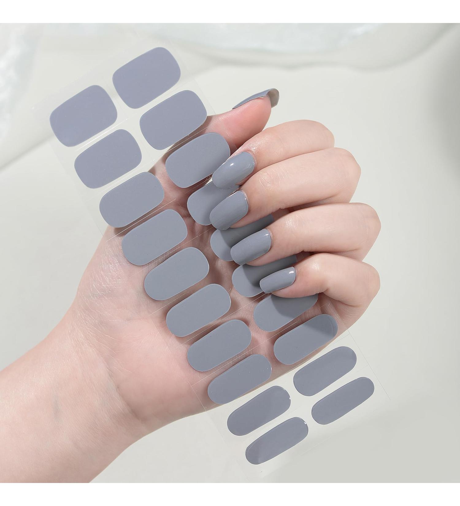 Ceboic Nail Foils - 22PC Self-Adhesive Gray Gel Nail Polish Strips | Salon Quality Full Wraps for Fingers & Toenails | UV/LED Lamp Required - Buy Online on GoSupps.com