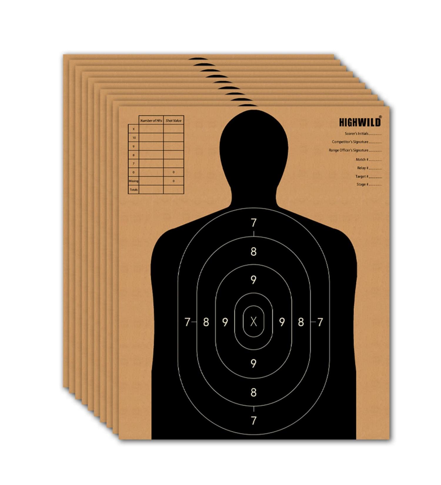 Highwild Paper Shooting Targets - 50 Pack - Silhouette Cardboard Targets for ISPC/USPSA/IDPA Shooting - 13 x 16 - Buy Online on GoSupps.com