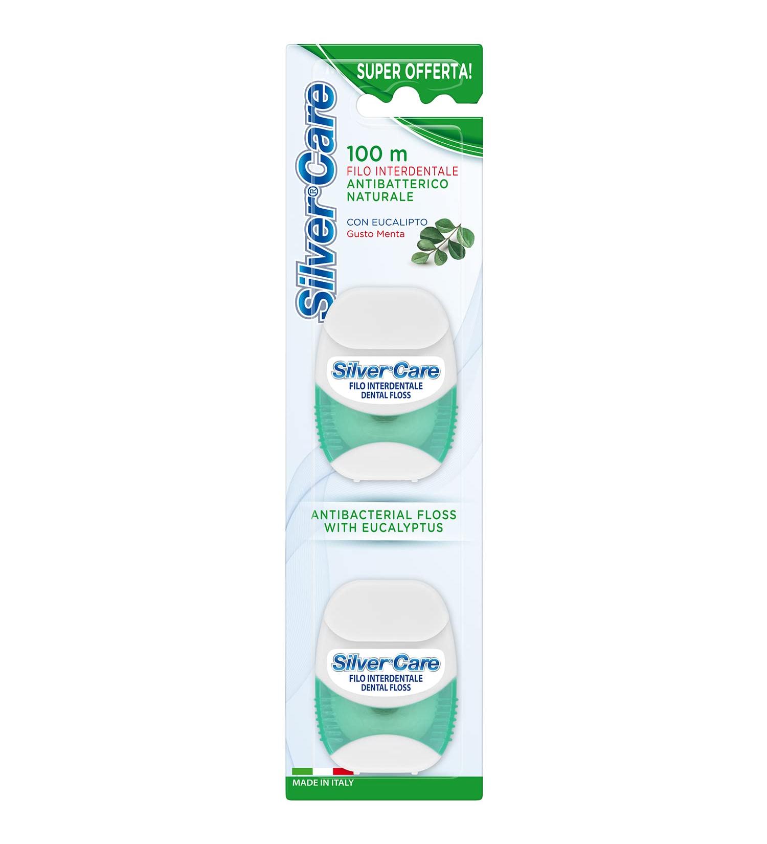 Silver Care Dental Floss with Fluoride & Silver Nitrate - Antibacterial - 100m - Premium Oral Hygiene - Buy Online on GoSupps.com