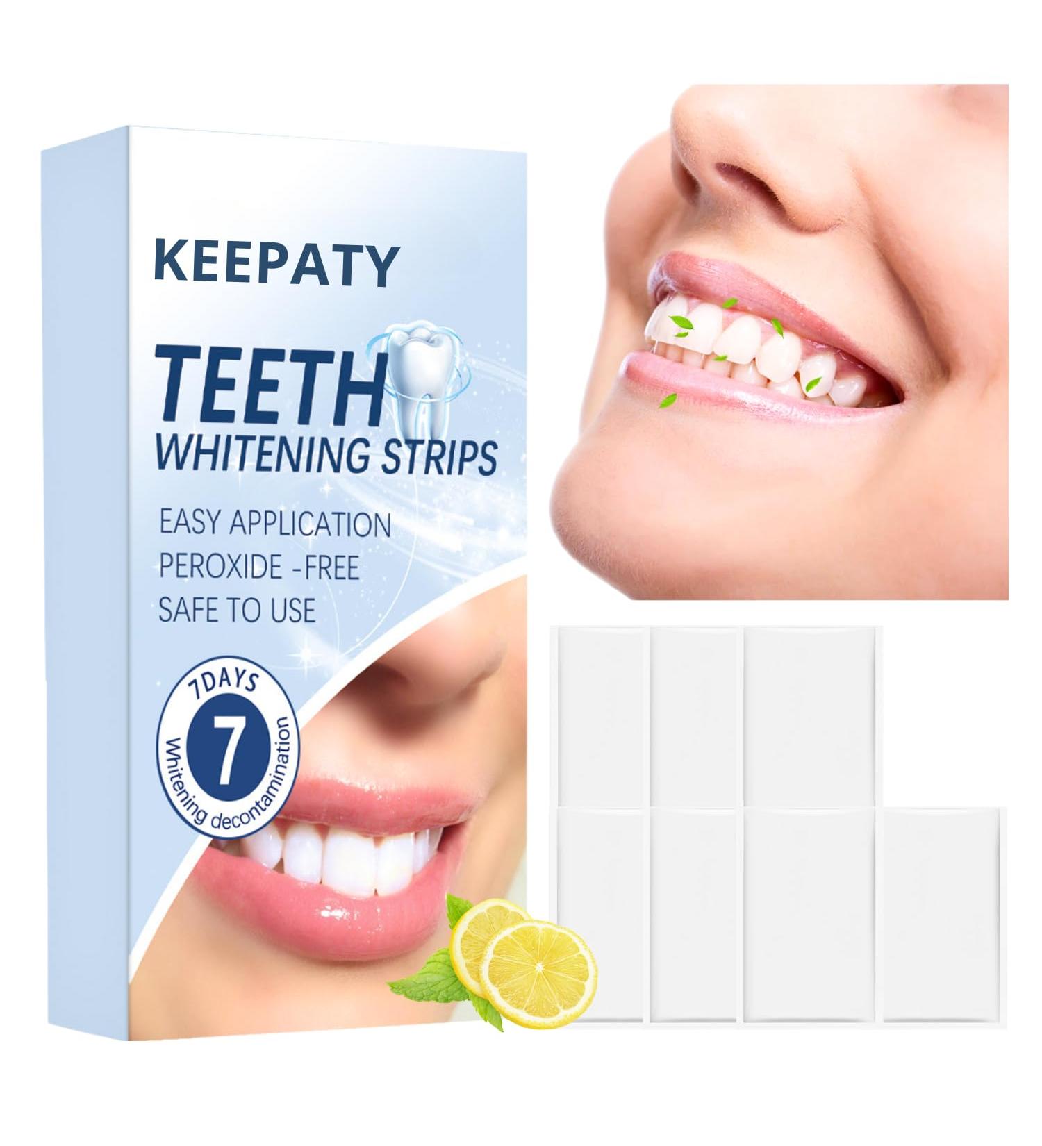 Keepaty Tooth Whitening Strips for Sensitive Teeth - 14 Strips to Remove Smoke Coffee Soda & Wine Stains - 1-Week Treatment - Buy Online on GoSupps.com