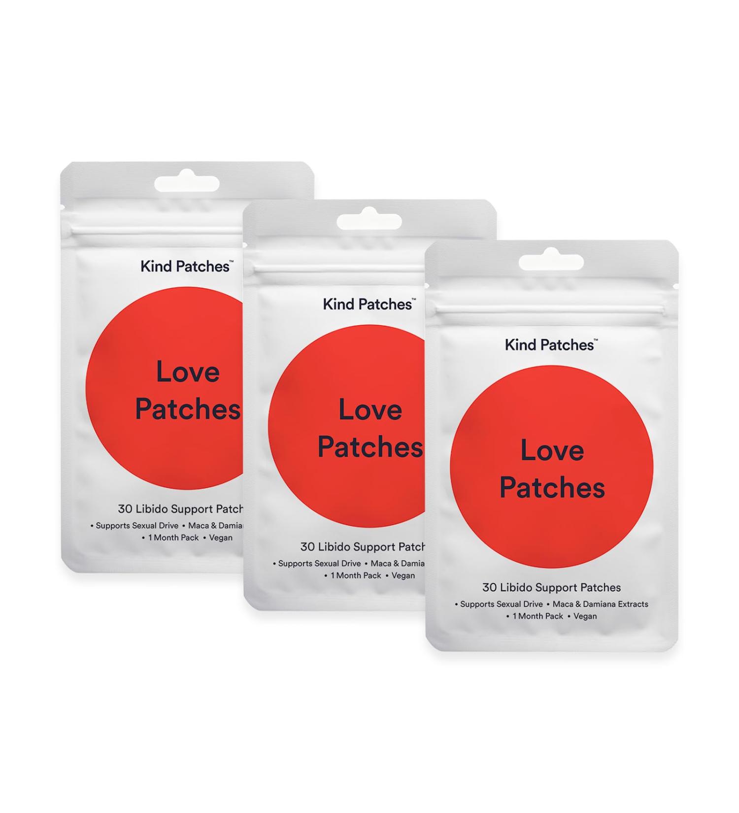 Kind Patches Love Patches - Natural Libido Booster for Women and Men - Ashwagandha and Red Ginseng to Enhance Intimate Energy - 3 Pack 90 Patches - Buy Online on GoSupps.com