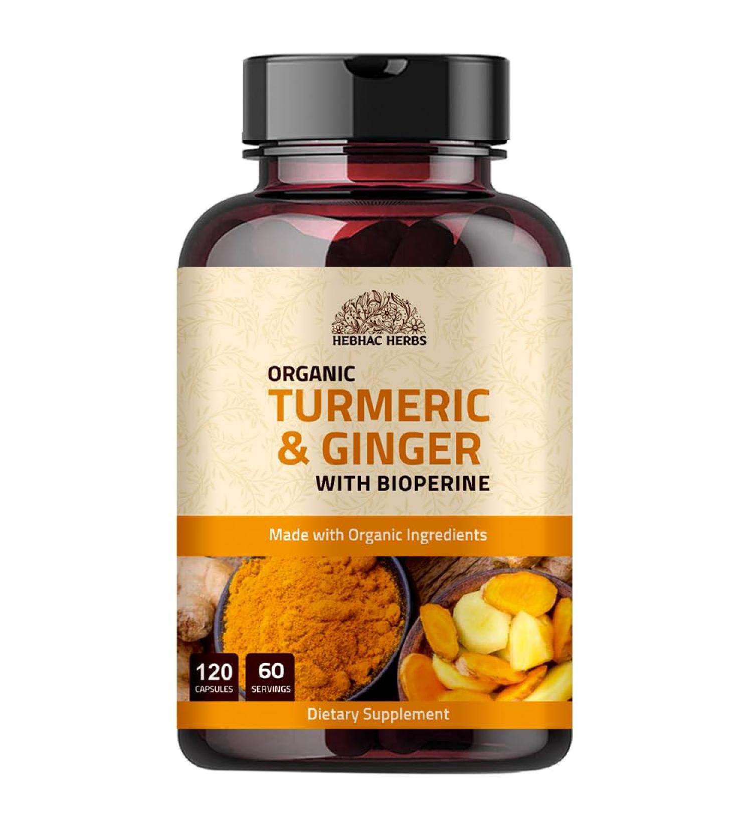 Turmeric Ginger with Black Pepper & Ginger 1000 mg 120 Capsules | Turmeric and Ginger Supplement with 95% Curcuminoids | Extra Strength Supplement| Joint Support Supplement | Non-GMO - 120 Capsules - Buy Online on GoSupps.com