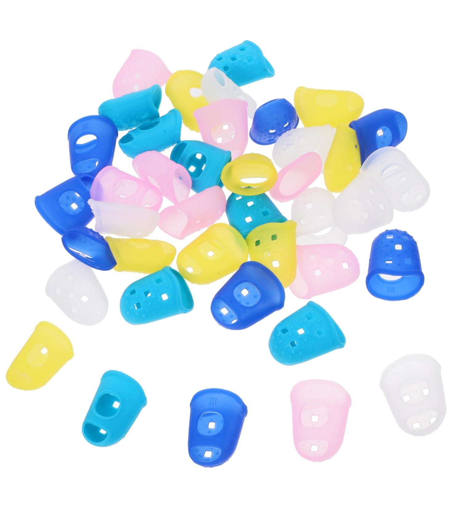Uonlytech 80 Pcs Silicone Finger Cots - Stained Glass & Guitar Fingertip Protectors - Assorted Colors Perfect for Kids & Adults - International Shipping Available - Buy Online on GoSupps.com