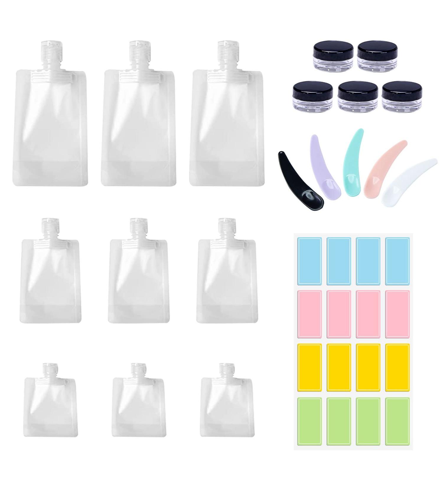 OUFAN 20 Pack Refillable Makeup Container Set | Travel-size Toiletries TSA-Approved Pouches | Stand-Up Design for Shampoo, Conditioner, Lotion, Soap, Liquids - Buy Online on GoSupps.com