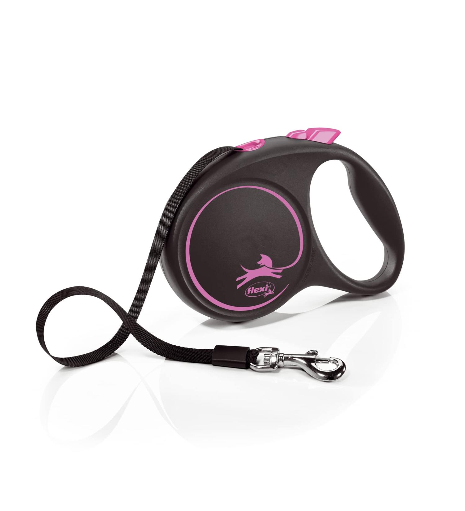 Flexi Retractable Leash - Black/Pink Design | Size L - Multi Size Options | Ideal for Small Dogs - International Shipping Available - Buy Online on GoSupps.com