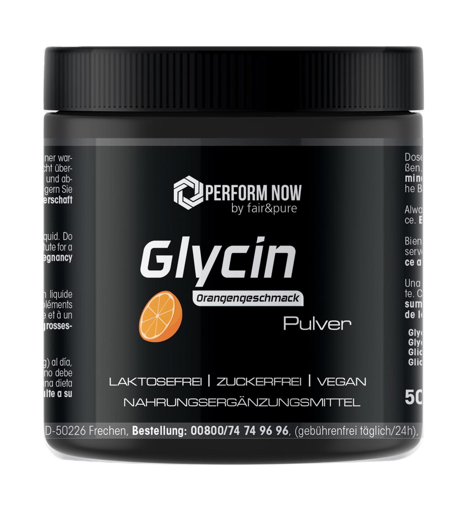  fair & pure Glycine powder 500 g orange flavor Amino acid Optimal dosage German quality manufacturing | PERFORM NOW by fa - Buy Online on GoSupps.com