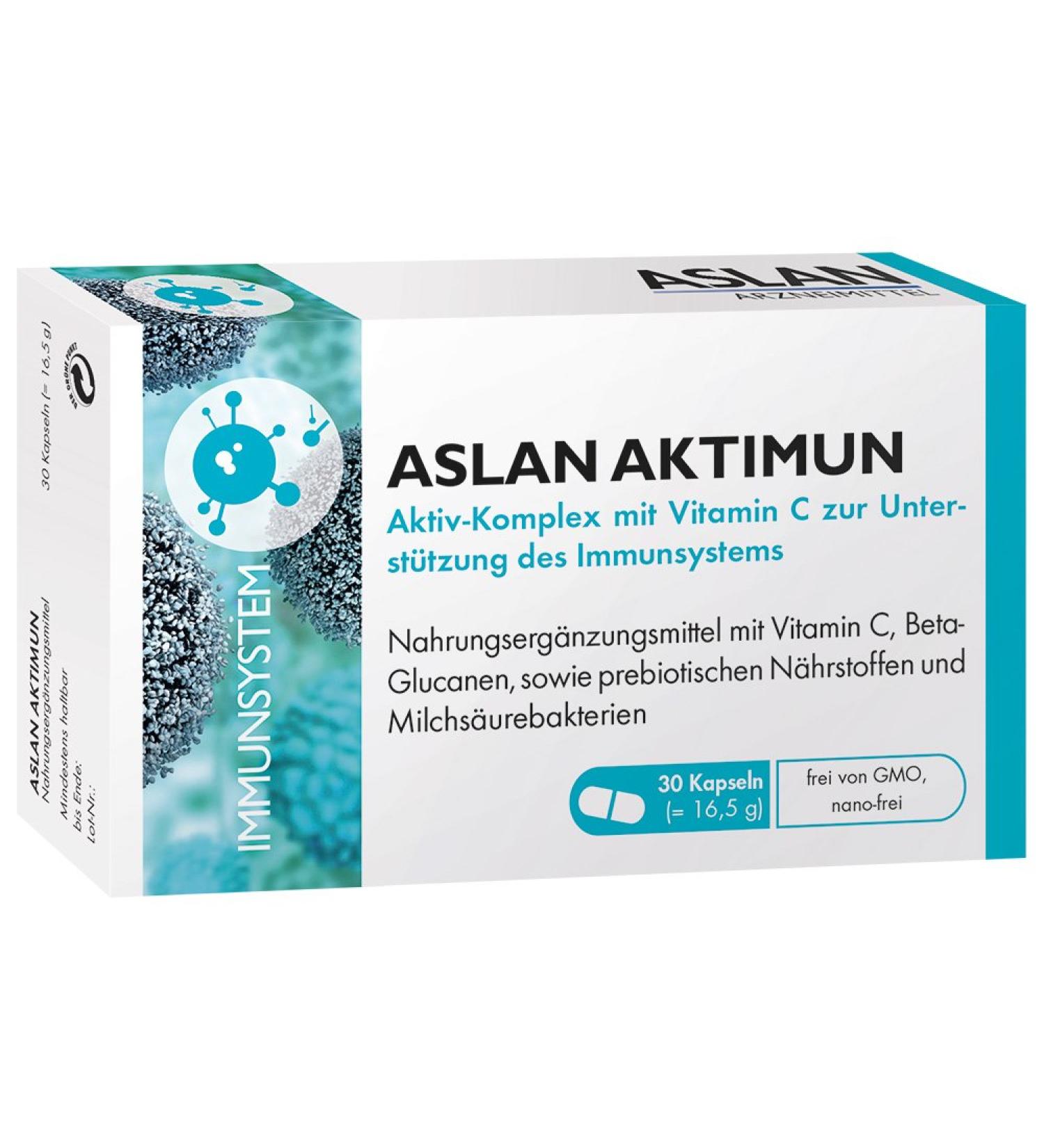 Aslan Aktimun - 30 Capsules Immunity Support with Vitamin C Beta-Glucan & Probiotics | Boost Your Immune System - Buy Online on GoSupps.com