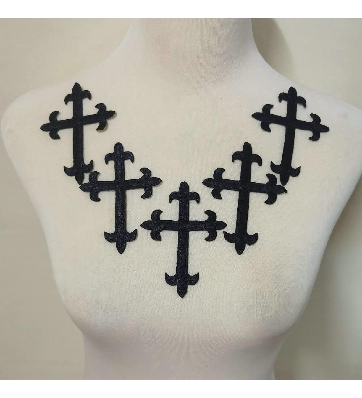 5pcs Black Flower Applique Patches - DIY Embroidery Sticker Blossom - Buy Online on GoSupps.com