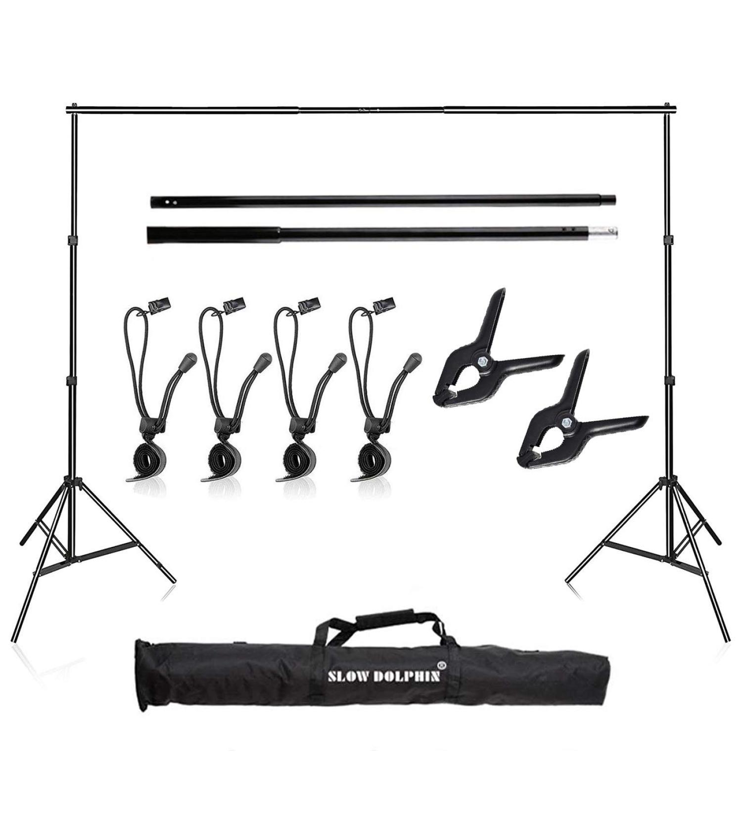 SLOW DOLPHIN 10Ft Adjustable Backdrop Support System Kit - Studio Quality Background Stand with Carry Bag - Buy Online on GoSupps.com