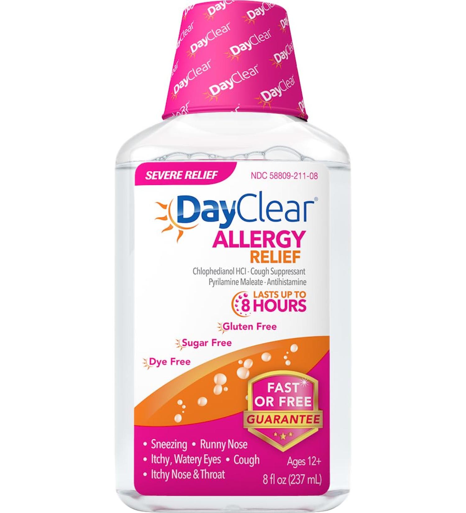 DayClear Allergy Relief - Fast-Acting Dye-Free Liquid Cough Suppressant & Antihistamine - 8 Hour Relief - 8 fl oz - Buy Online on GoSupps.com