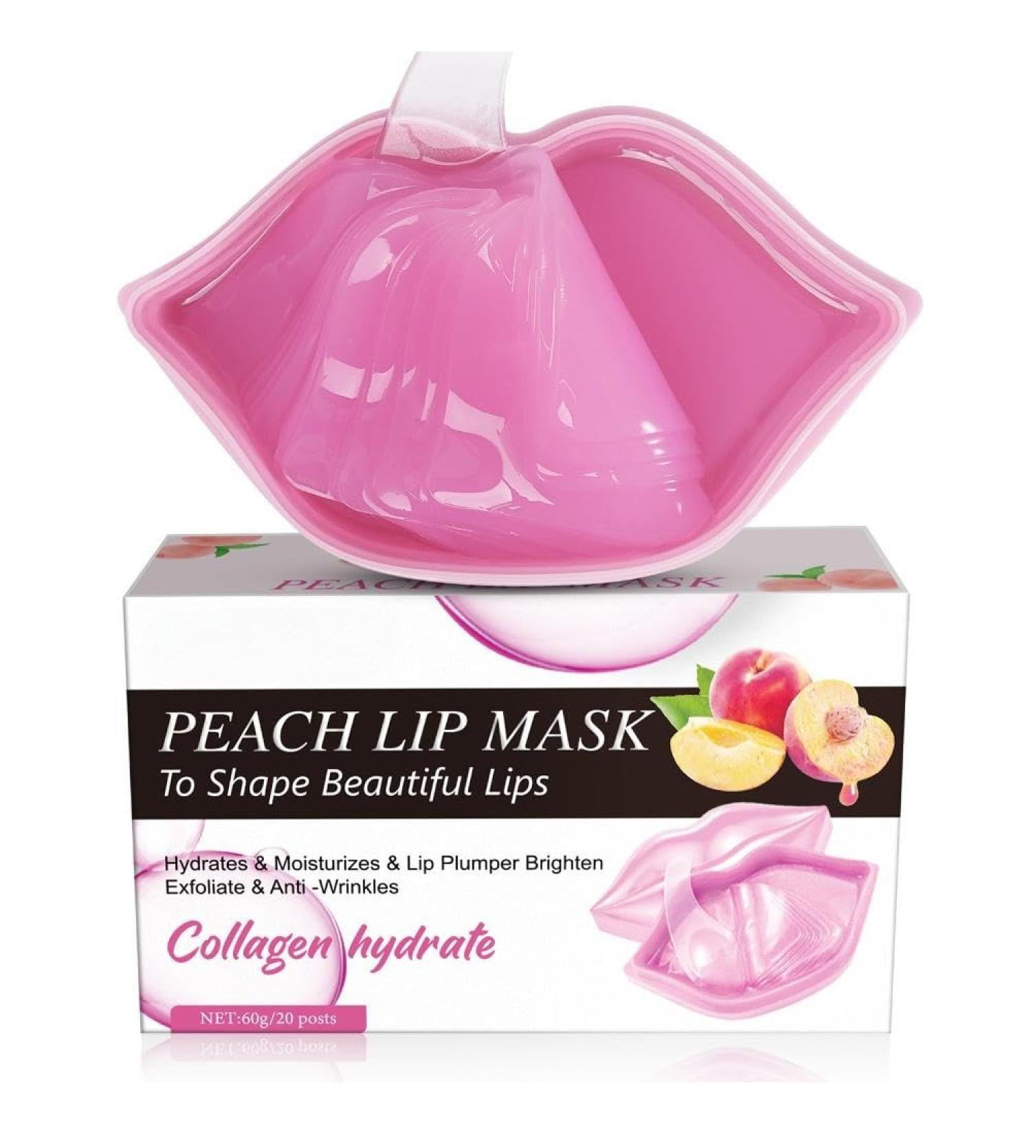 WIKICRYSTAL Peach Lip Mask Hydrates & Moisturizes Plumps Lips Brightens and Exfoliates Anti-Wrinkle Treatment Collagen Hydrate 60g (20 Sheets) - Buy Online on GoSupps.com