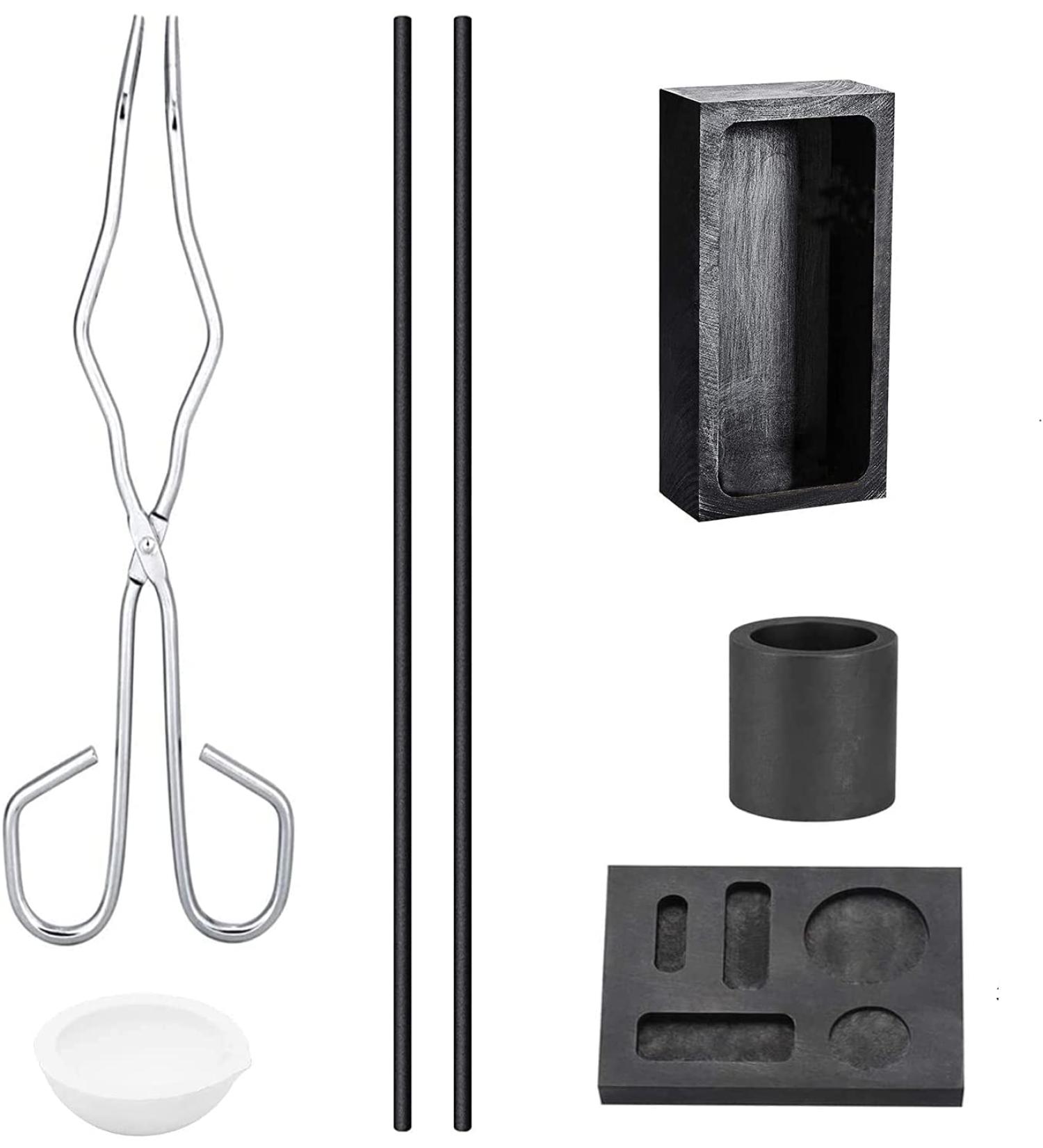 NiocTech 7 PCS Graphite Torch Melting Casting Kit Graphite Crucible Set Ingot Mold Set High Sets 7PCS Sets (7PCS)