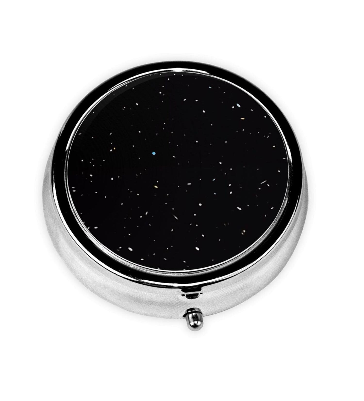 Black White Dot Portable Metal Pill Box - Round Mini 3-Compartment Design for Travel - Ideal for Small Pills - Buy Online on GoSupps.com