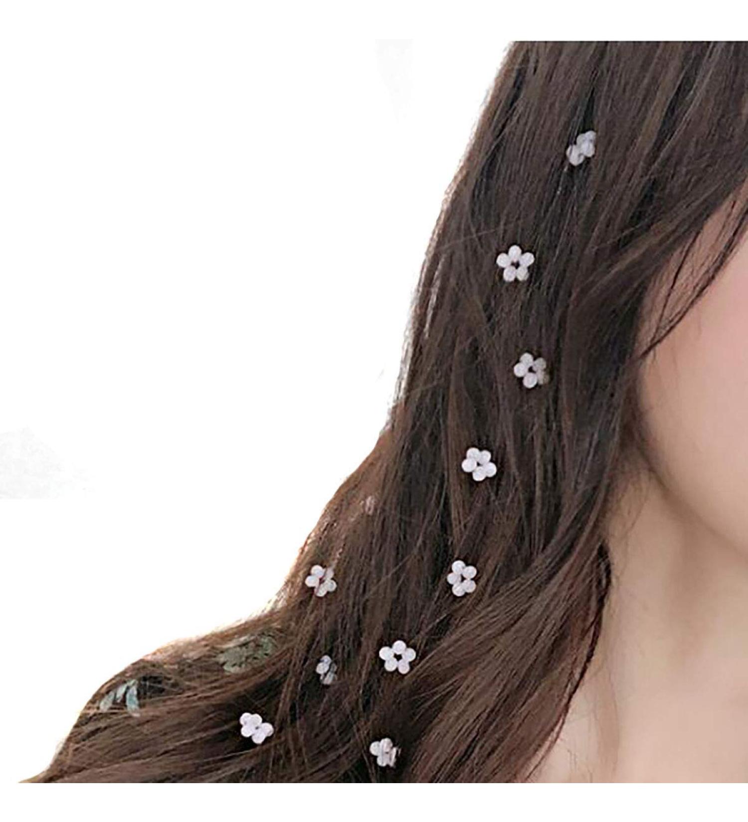 3 PCS Crystal Flower Long Hair Decorative Headdress Hair Extensions - White | Women's Streamline Hairpin Accessories - Buy Online on GoSupps.com