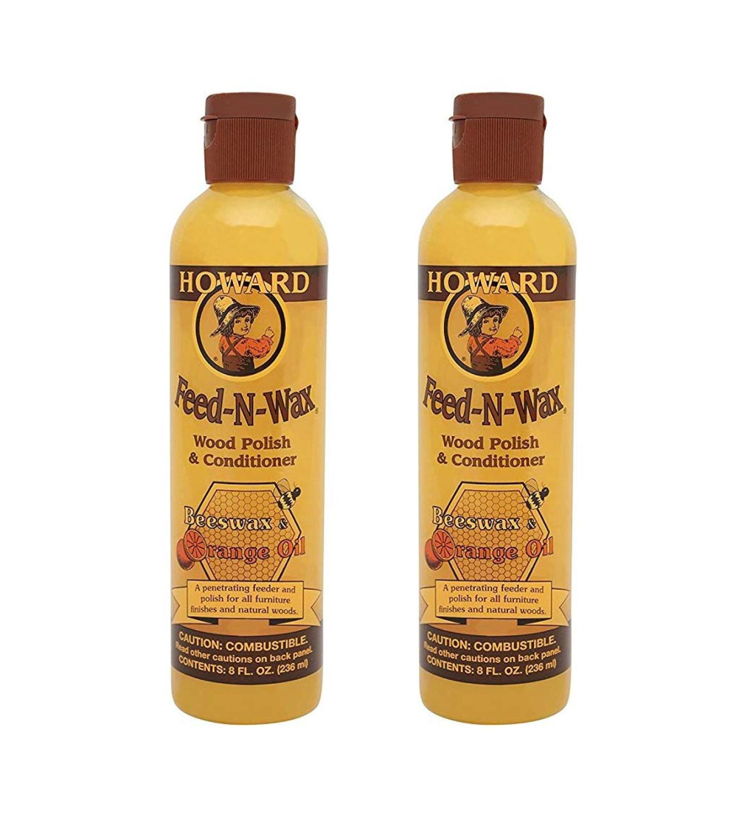 Howard FW0008 Feed-N-Wax Wood Polish and Conditioner 8-Ounce (2-Pack) - Premium Wood Care Treatment - Buy Online on GoSupps.com