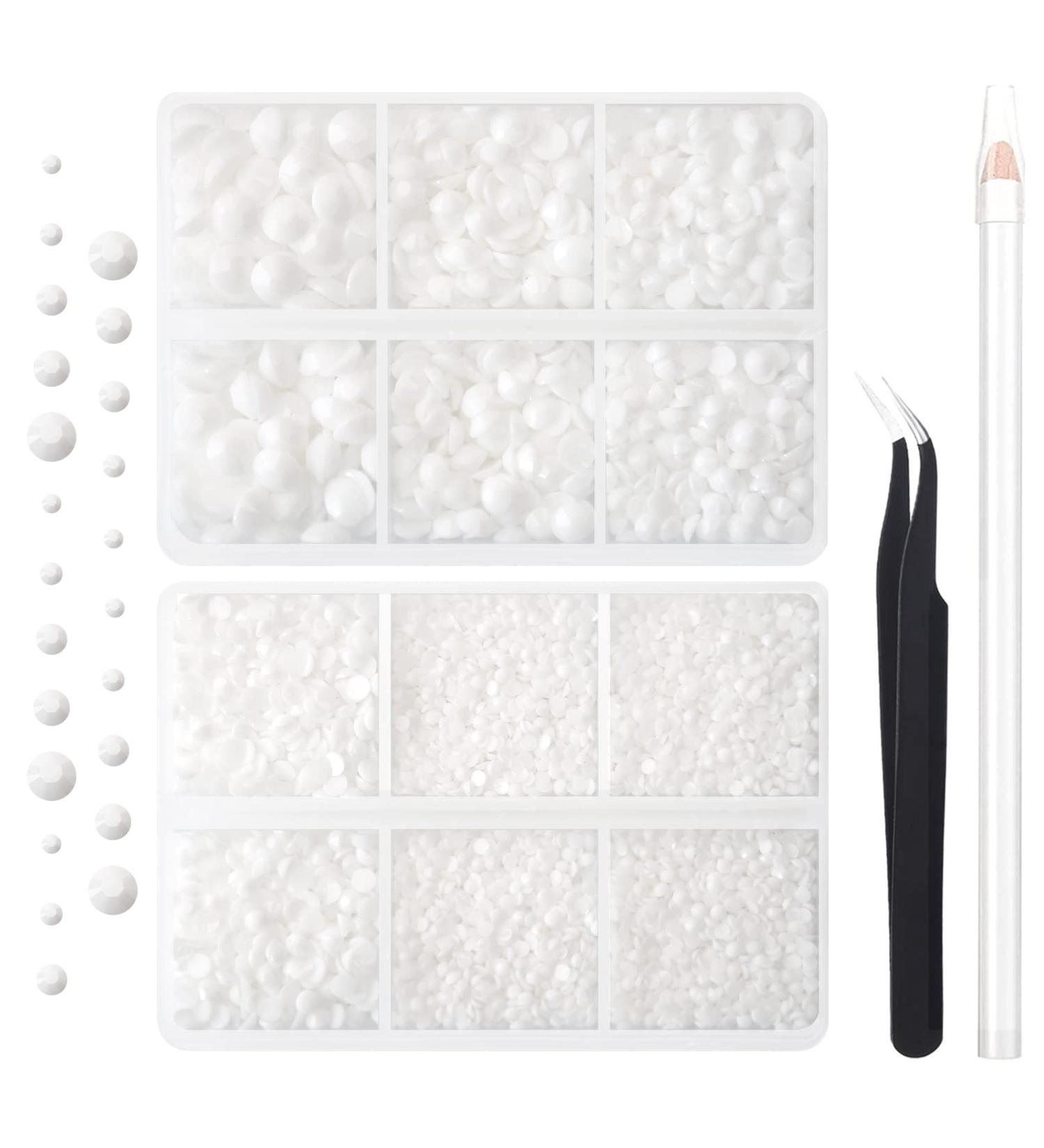 AUREHEN 10000PCs White Resin Flat Back Rhinestones Kit with Tools for Nail Art & DIY Decoration - Buy Online on GoSupps.com