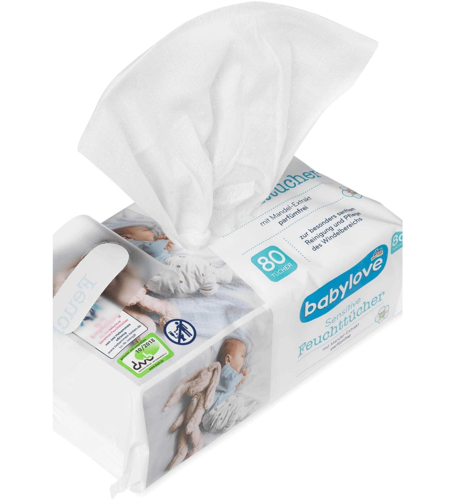 Babylove Sensitive Wet Wipes - 320 Perfume-Free Wipes (Pack of 4) | Ideal for Babies | International Shipping Available - Buy Online on GoSupps.com