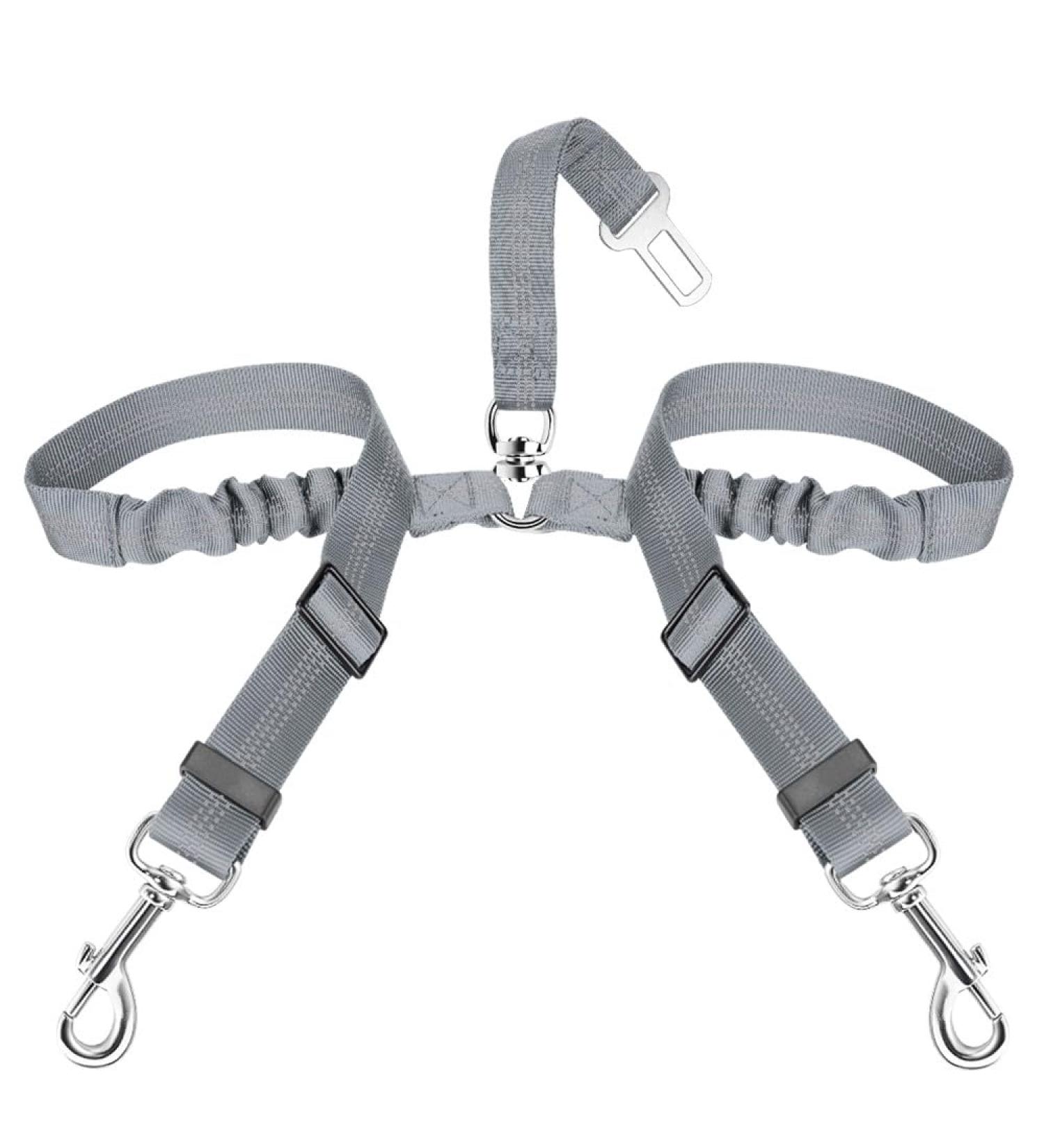 Slowton 2-in-1 Dog Car Seat Belt - Durable Adjustable Reflective Tangle-Free for Small Dogs - Gray - Buy Online on GoSupps.com