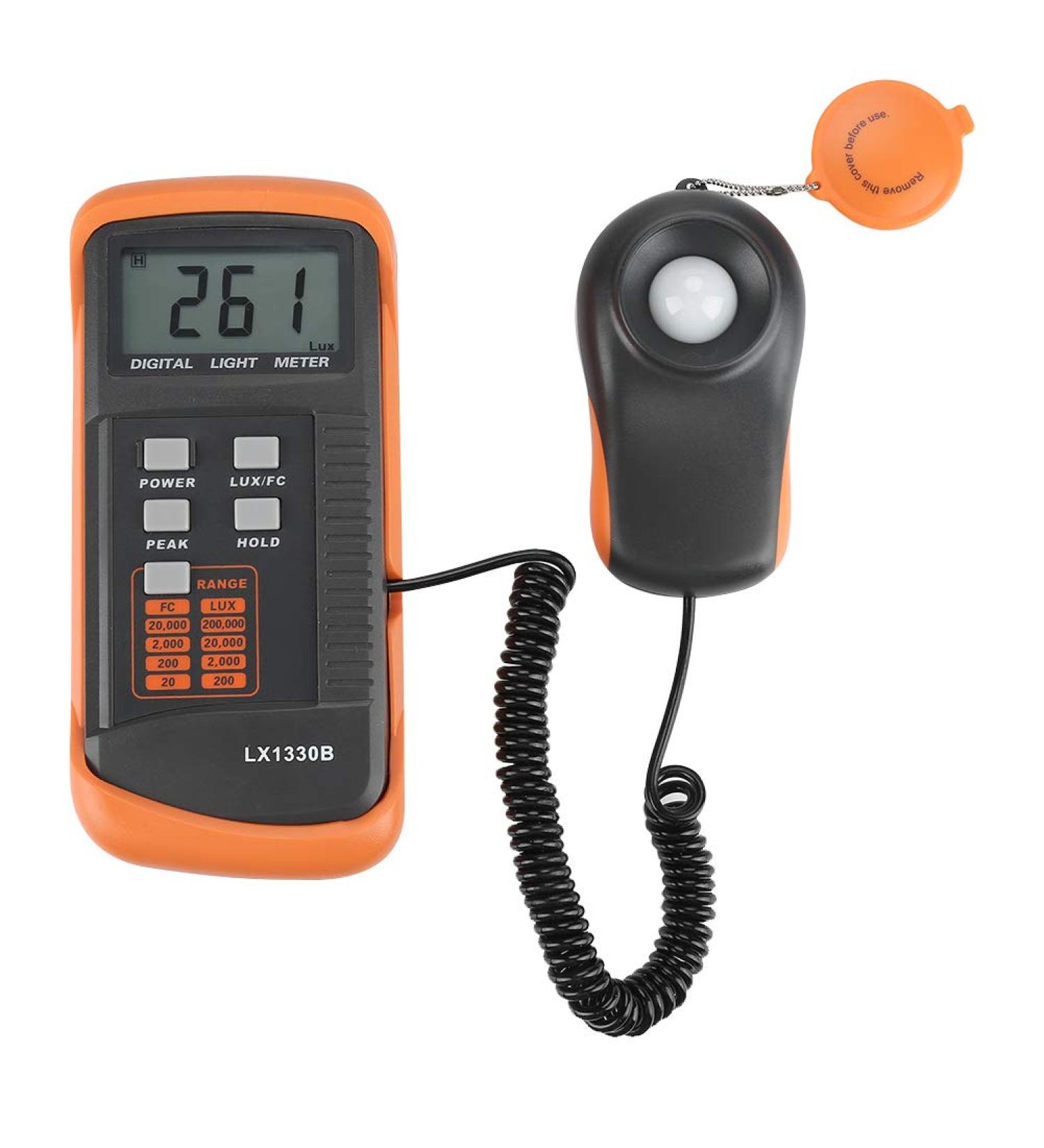 Digital Light Meter LX1330B - 0-200,000 Lux, LCD Display, Luxmeter Luminometer with Lux/FC Switch - Buy Online on GoSupps.com