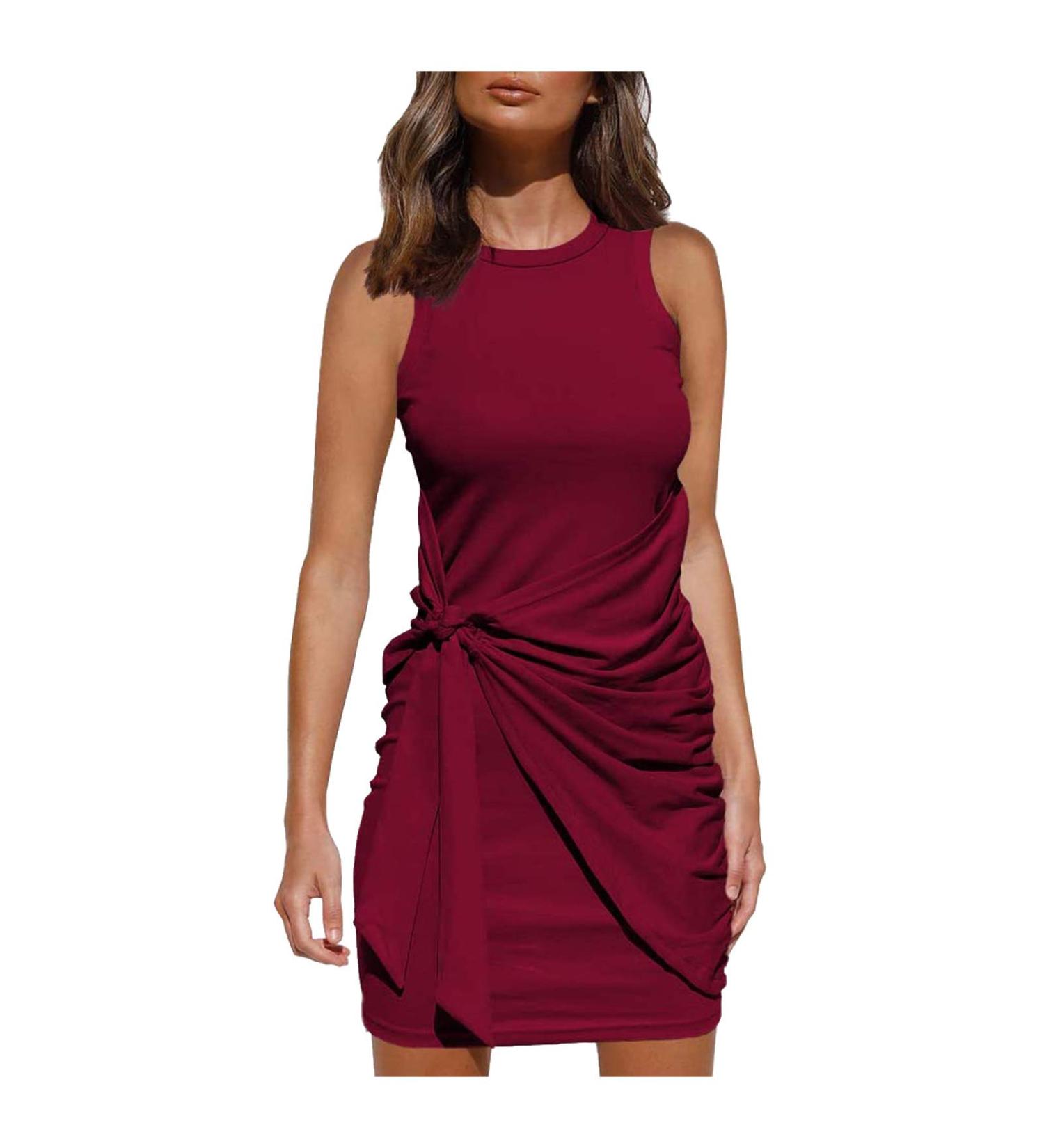 Ronony Women's Elegant Midi Dress with Belt - Long-Sleeved Leisure & Party Dress for Every Occasion - Buy Online on GoSupps.com