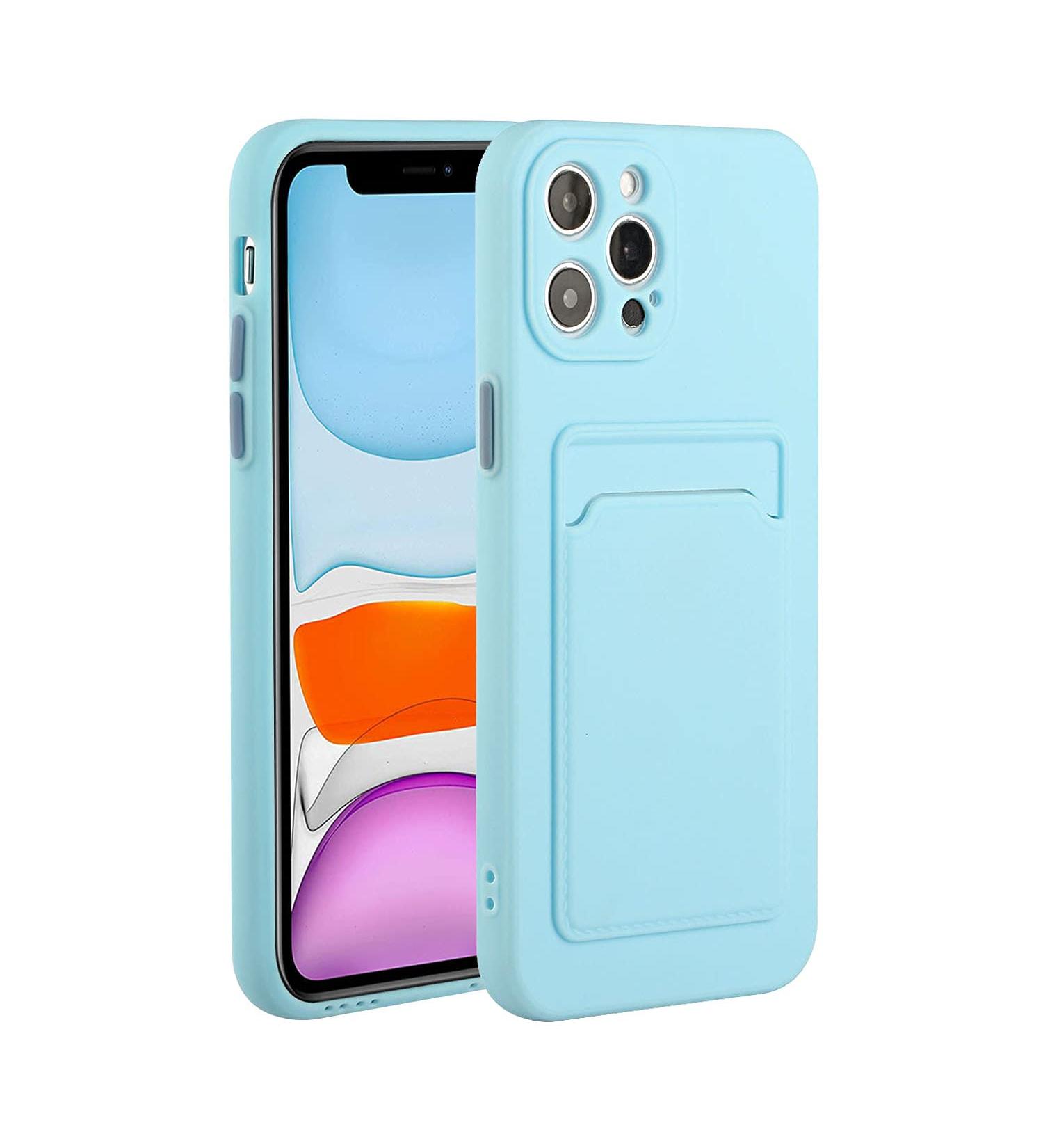 Tivenfezk Nadoli Silicone Case for iPhone 15 Pro Max | Ultra Thin Shockproof & Scratch-Resistant Wallet Cover with Credit Card Holder - Blue - Buy Online on GoSupps.com