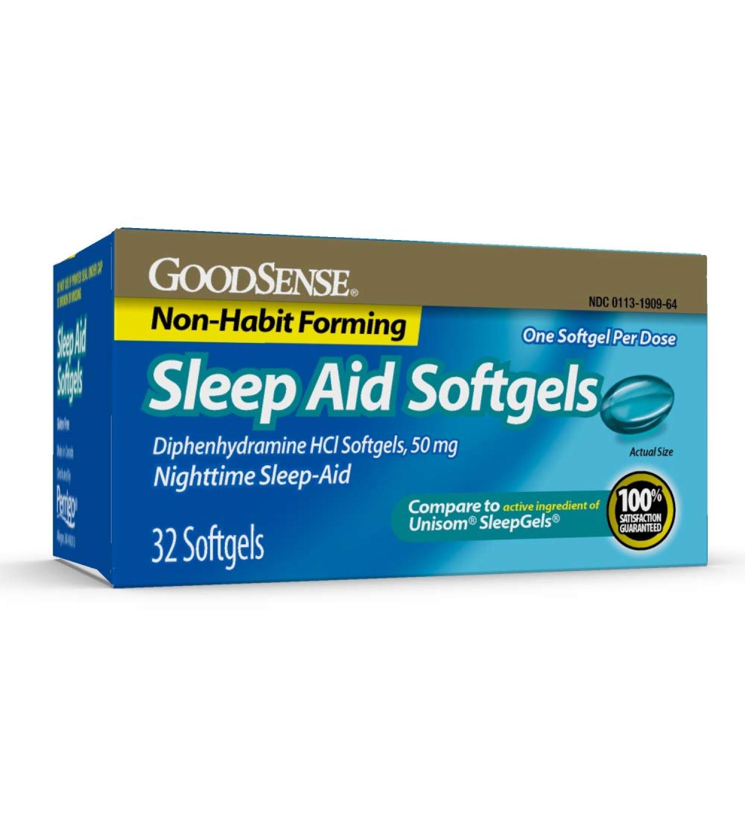 GoodSense Nighttime Sleep-Aid Softgels 50mg - 32 Count | Relieves Occasional Sleeplessness - Buy Online on GoSupps.com