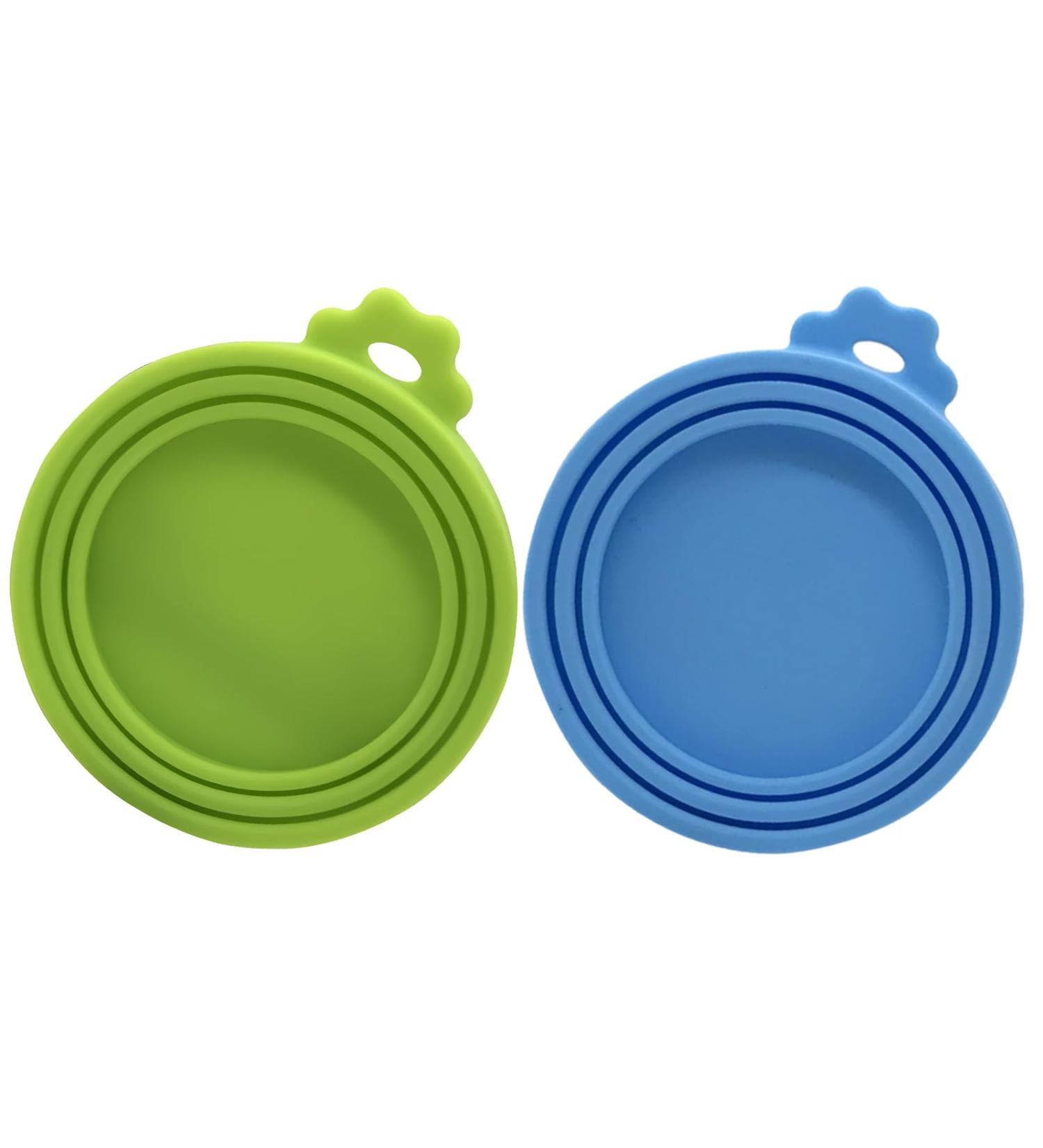 SULIVES Pet Food Can Lids Covers - Food Grade Silicone Dog & Cat Tin Can Lids Airtight Can Covers for Tins Reusable Blue & Green - Pack of 2 - Buy Online on GoSupps.com