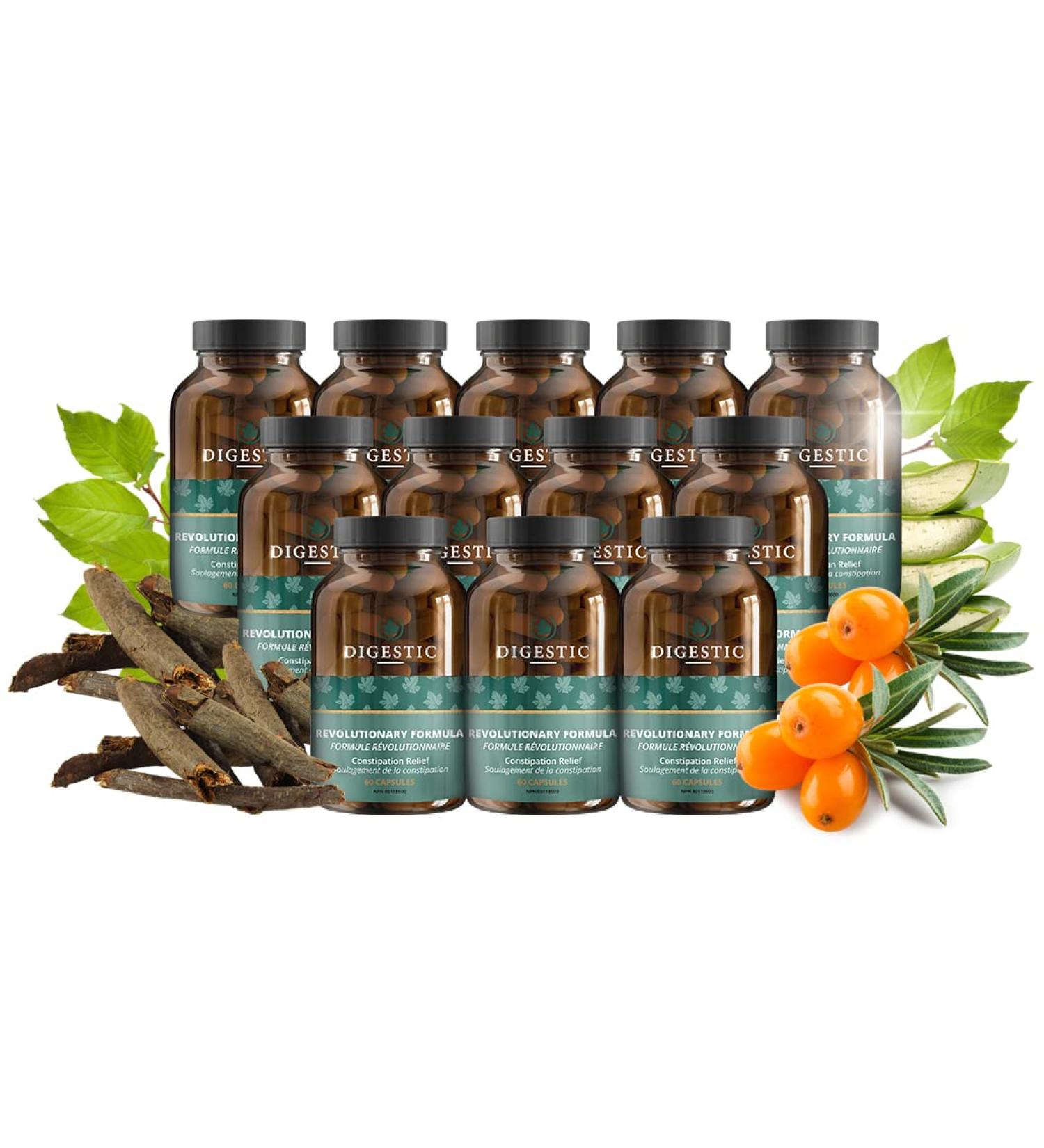 Digestic - Natural Laxative for Constipation Relief | Stool Softener for Bloating and Gas | 12 Bottles - Buy Online on GoSupps.com